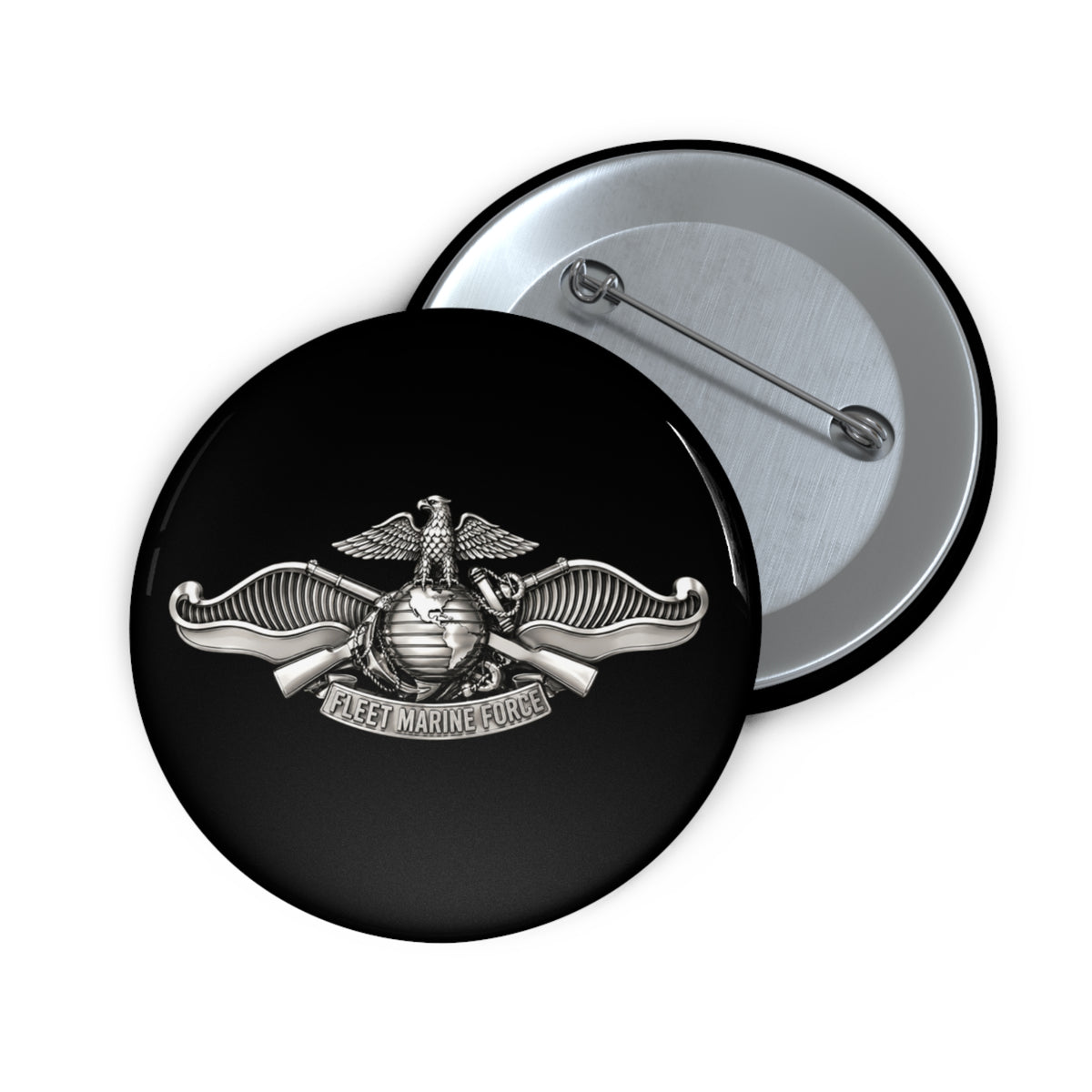 Pin Button - Navy - Badge - Fleet Marine Force (FMF) wo txt - Enlisted - 3D - Enhanced