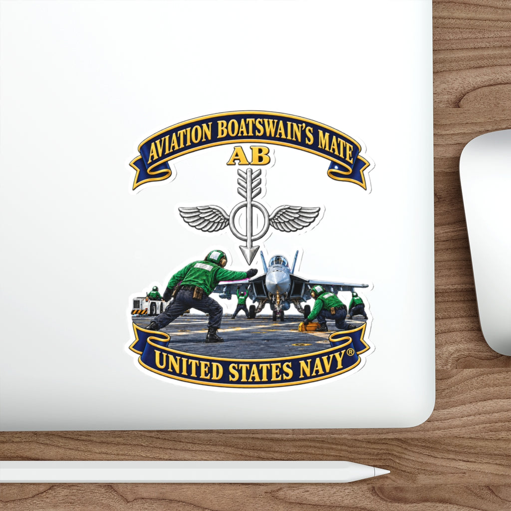 Die-Cut Vinyl Sticker - Navy - Aviation Boatswains Mate Br with AC handler Scene - 3D - Enhanced