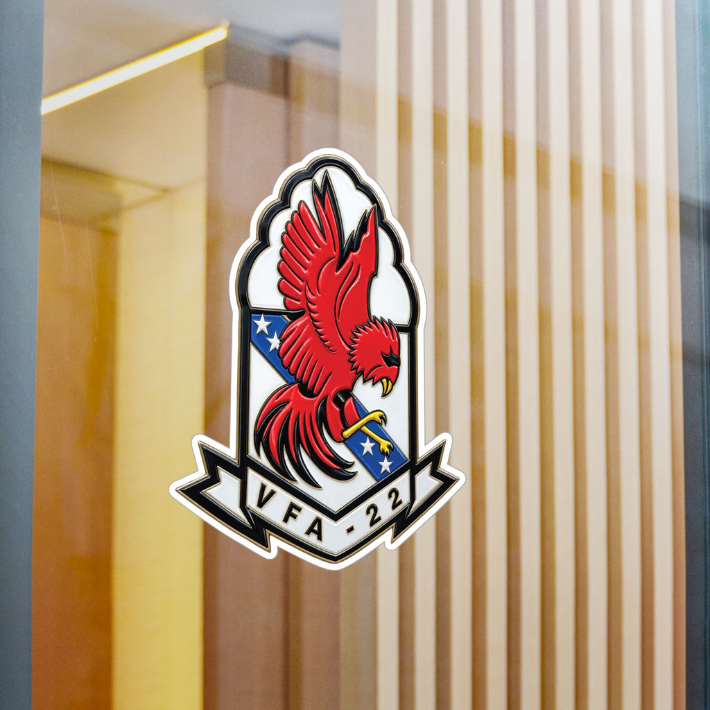 Kiss-Cut Vinyl Decal - Strike Fighter Squadron 22nd - SSI without Txt - Fighting Redcocks - 3D - Enhanced