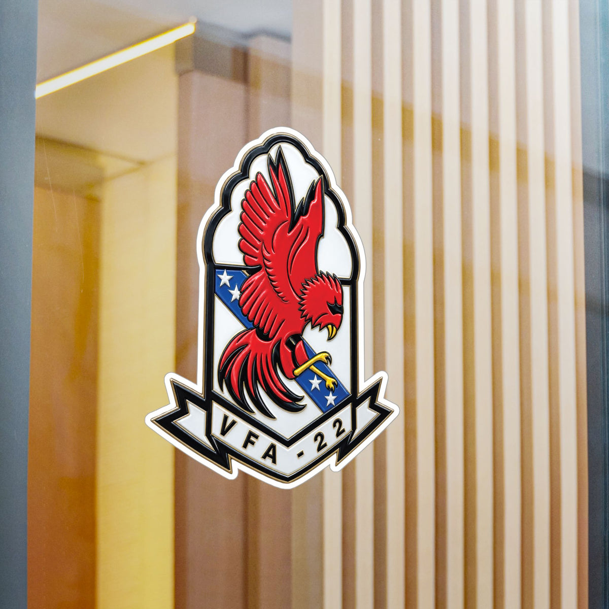 Kiss-Cut Vinyl Decal - Strike Fighter Squadron 22nd - SSI without Txt - Fighting Redcocks - 3D - Enhanced