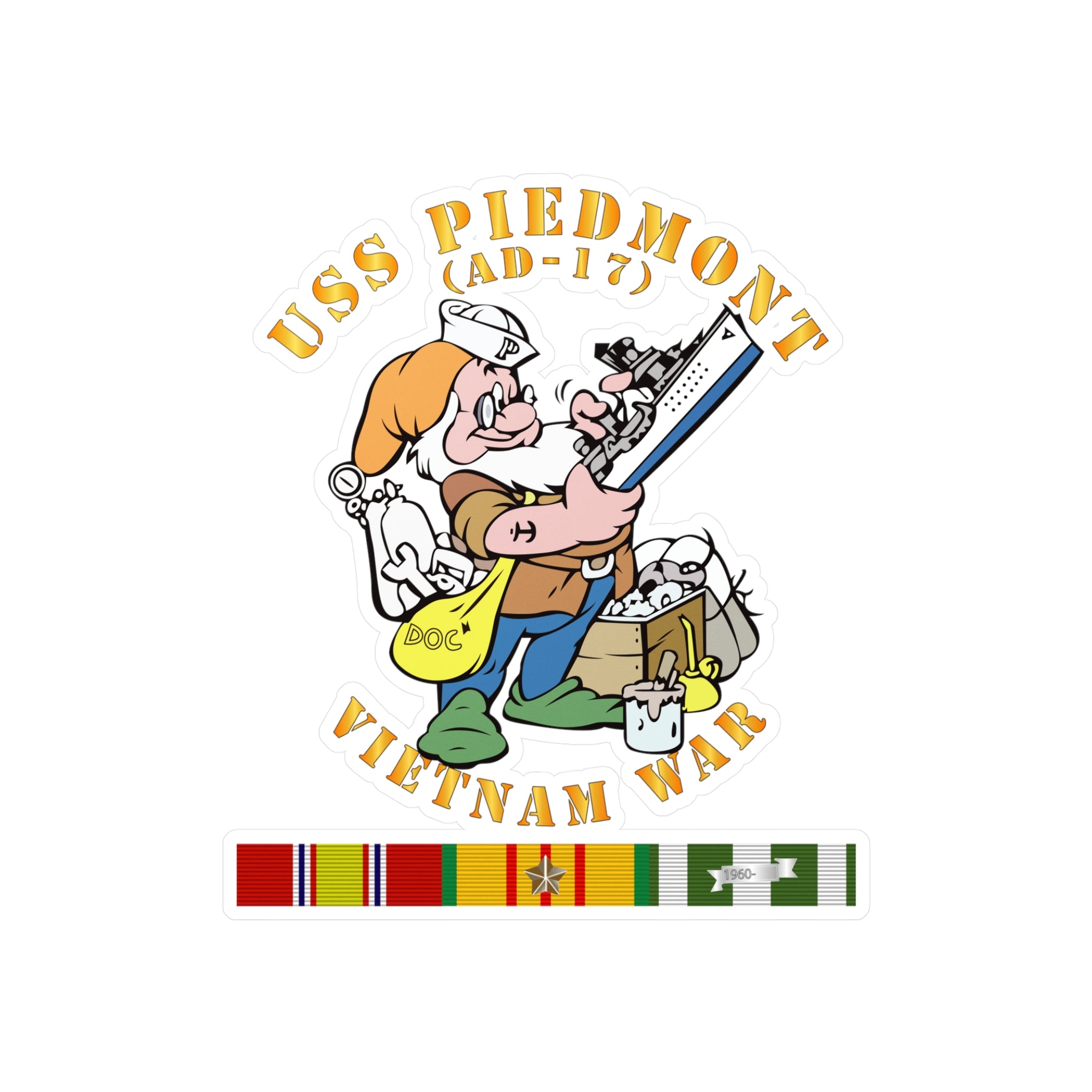 Kiss-Cut Vinyl Decal - Navy - USS Piedmont (AD-17) w VN SVC - Vietnam War