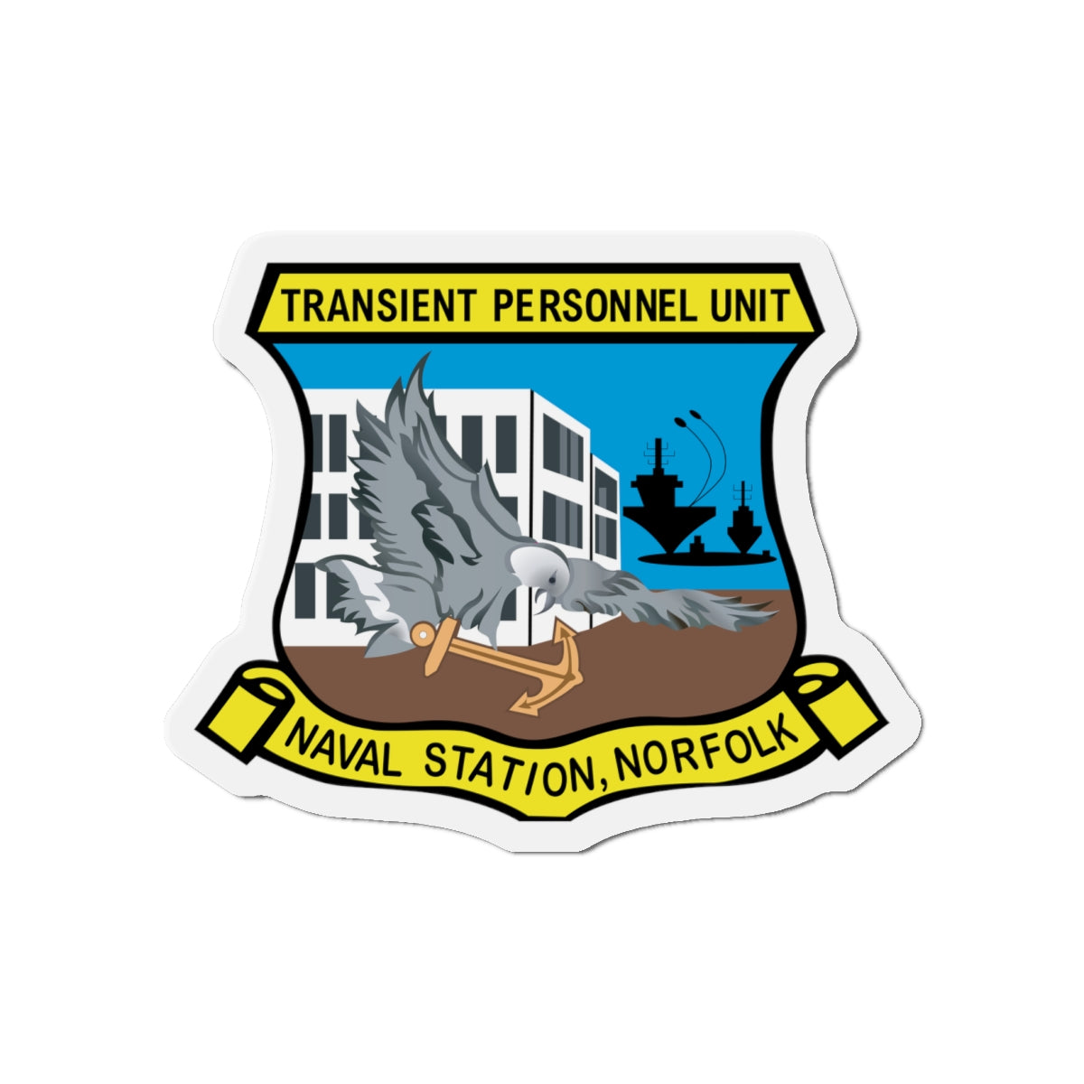 Die-Cut Magnet - Navy - Transient Personnel Unit - Naval Station Norfolk wo Txt