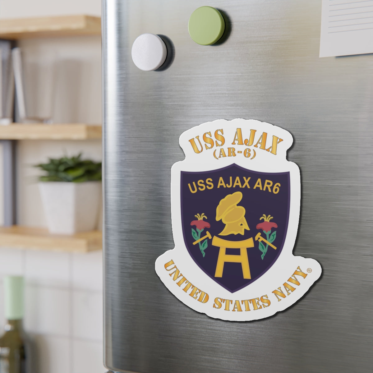 Die-Cut Magnet - Navy - USS Ajax (AR-6)
