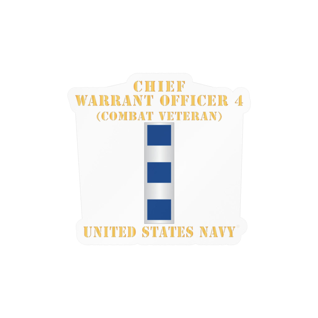 Kiss-Cut Vinyl Decal - Navy - Chief Warrant Officer 4 - CW04 - Combat Veteran
