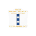 Kiss-Cut Vinyl Decal - Navy - Chief Warrant Officer 4 - CW04 - Combat Veteran