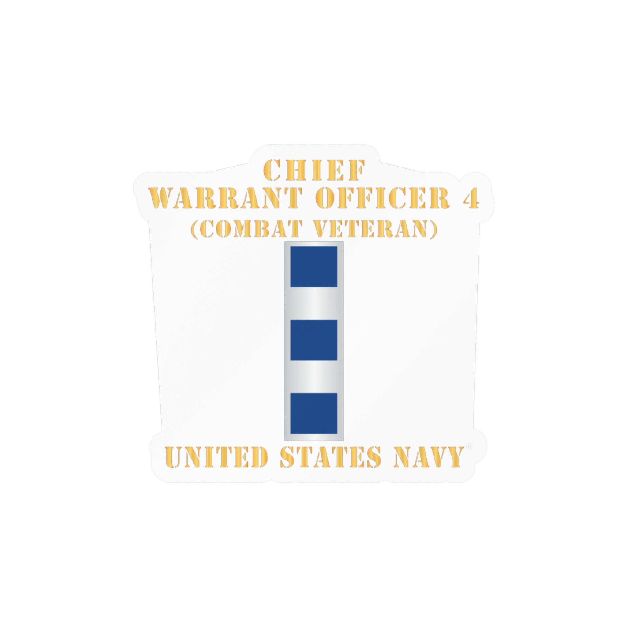 Kiss-Cut Vinyl Decal - Navy - Chief Warrant Officer 4 - CW04 - Combat Veteran