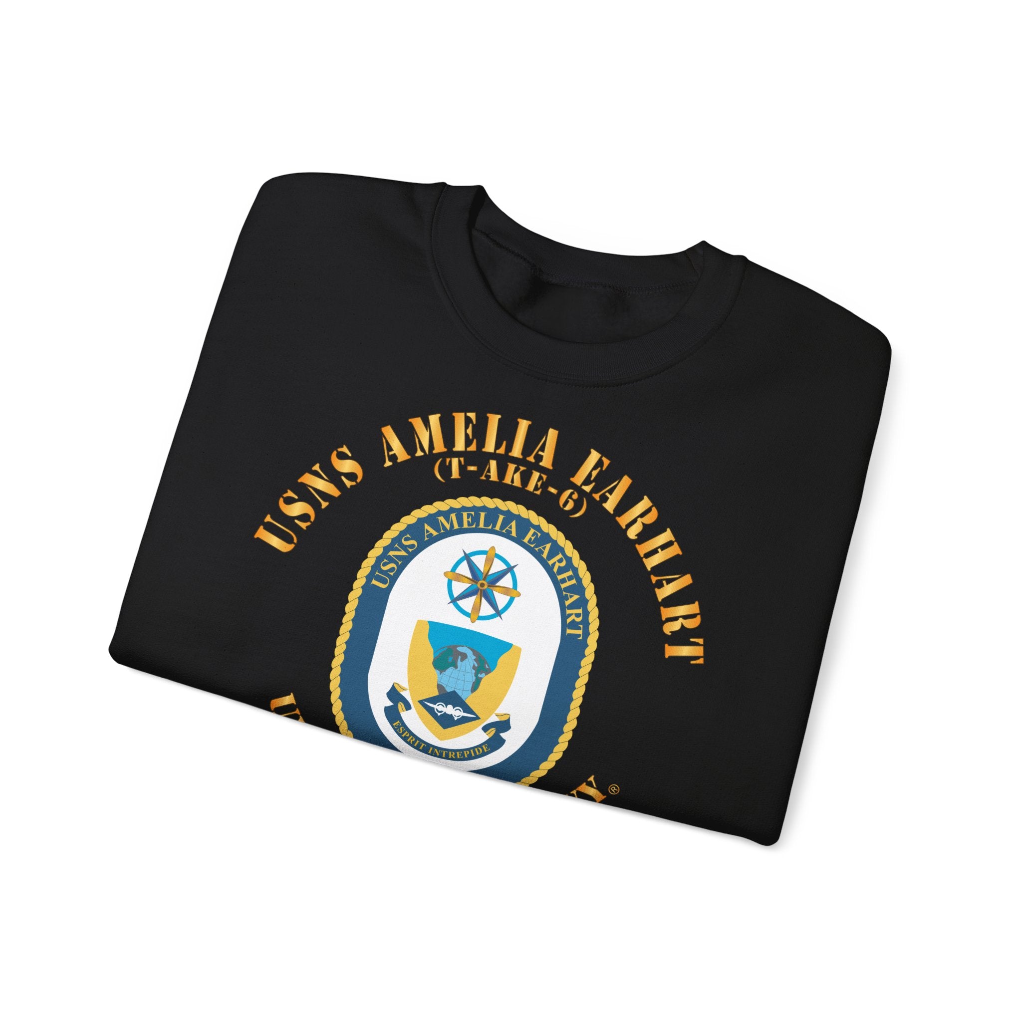 Unisex Heavy Blend™ Crewneck Sweatshirt - Navy - USNS Amelia Earhart (T-AKE 6)