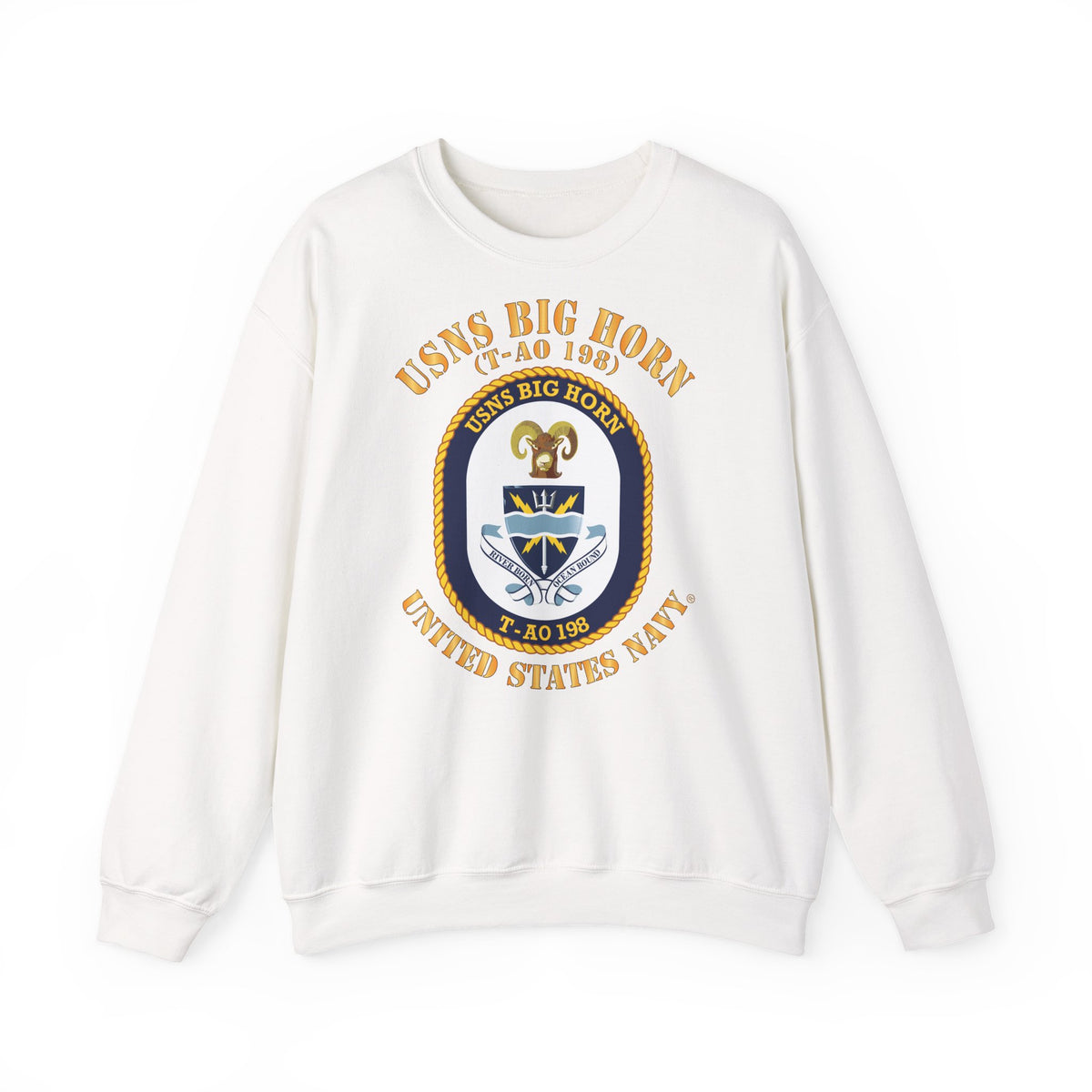 Unisex Heavy Blend™ Crewneck Sweatshirt - Navy - USNS Big Horn (T-AO 198)