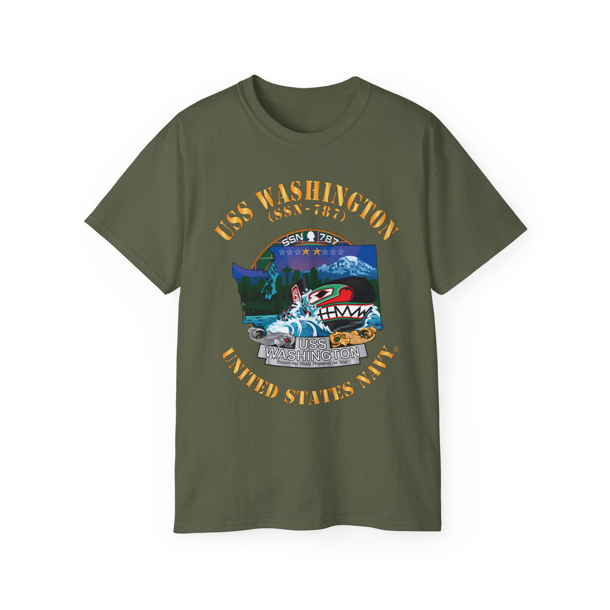 Unisex Ultra Cotton T-Shirt - Navy - USS Washington (SSN-787) X 300