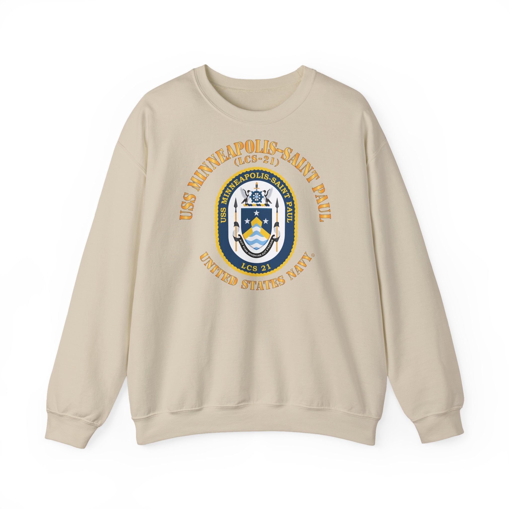 Unisex Heavy Blend™ Crewneck Sweatshirt - Navy - USS Minneapolis–Saint Paul (LCS-21)