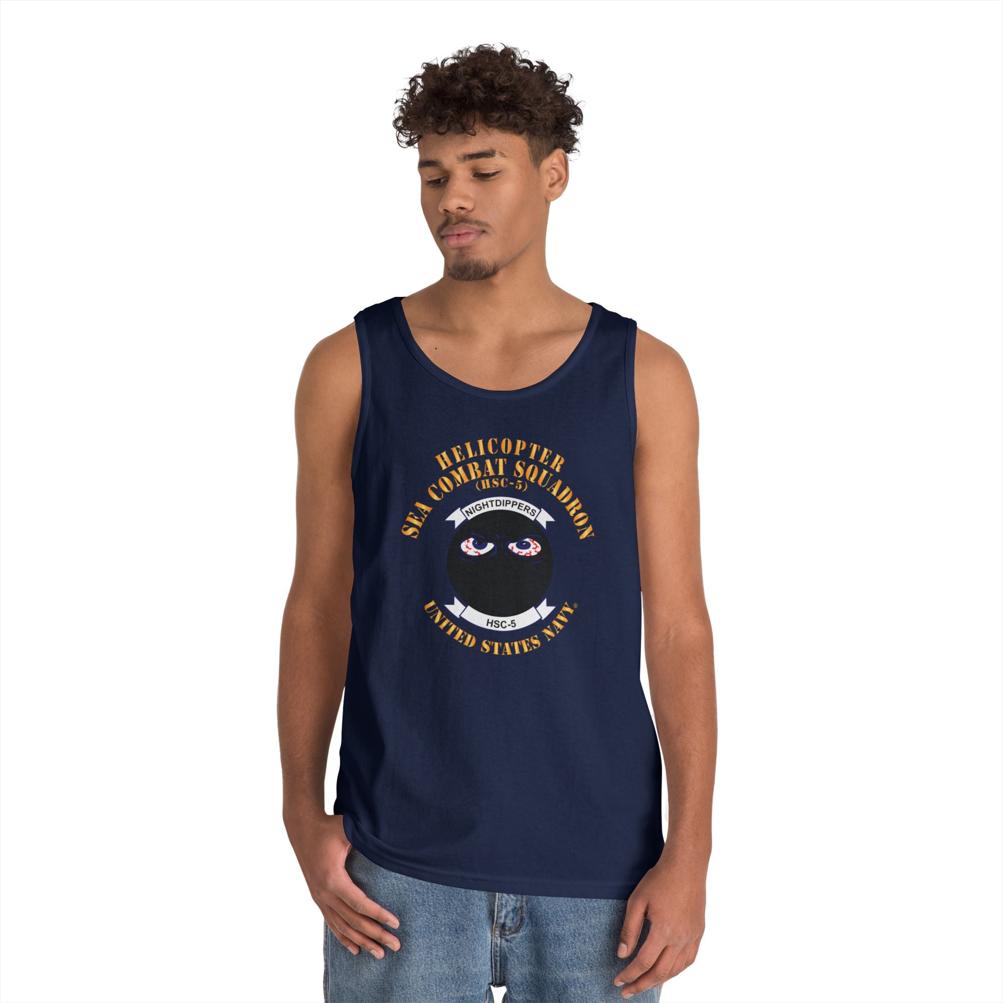 Unisex Heavy Cotton Tank Top - Navy - Helicopter Sea Combat Squadron 5 (HSC-5)