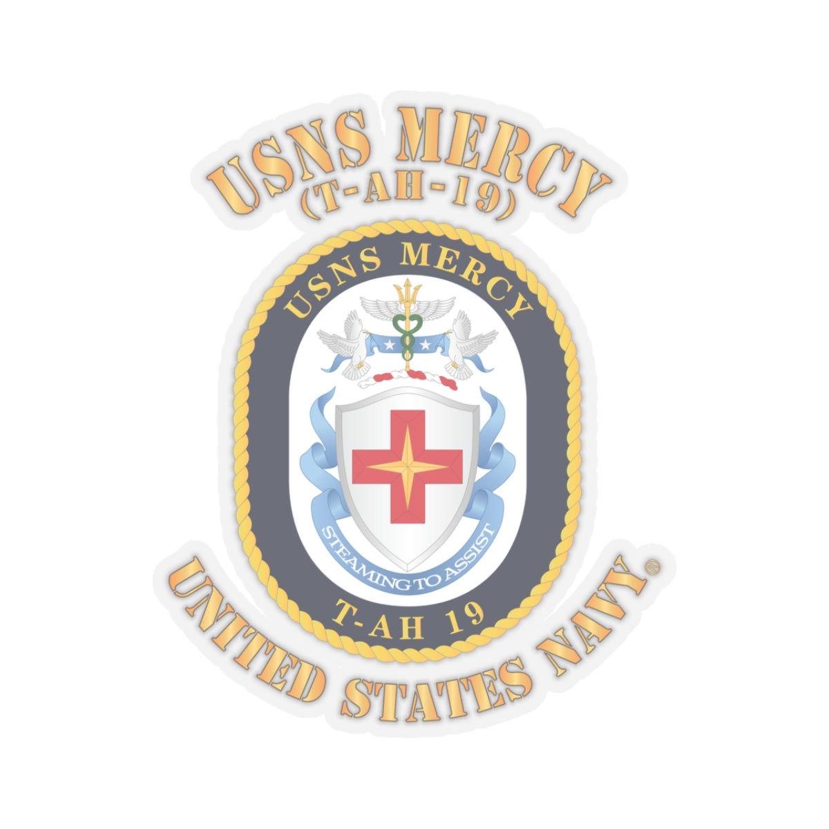 Kiss-Cut Stickers - Navy - USNS Mercy (T-AH-19)