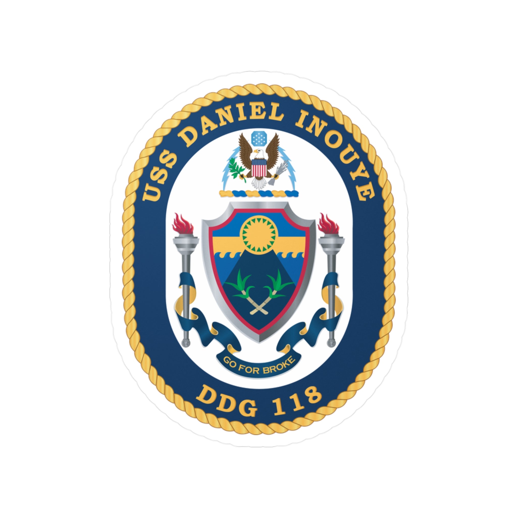 Kiss-Cut Vinyl Decal - Navy - USS Daniel Inouye (DDG-118) wo txt