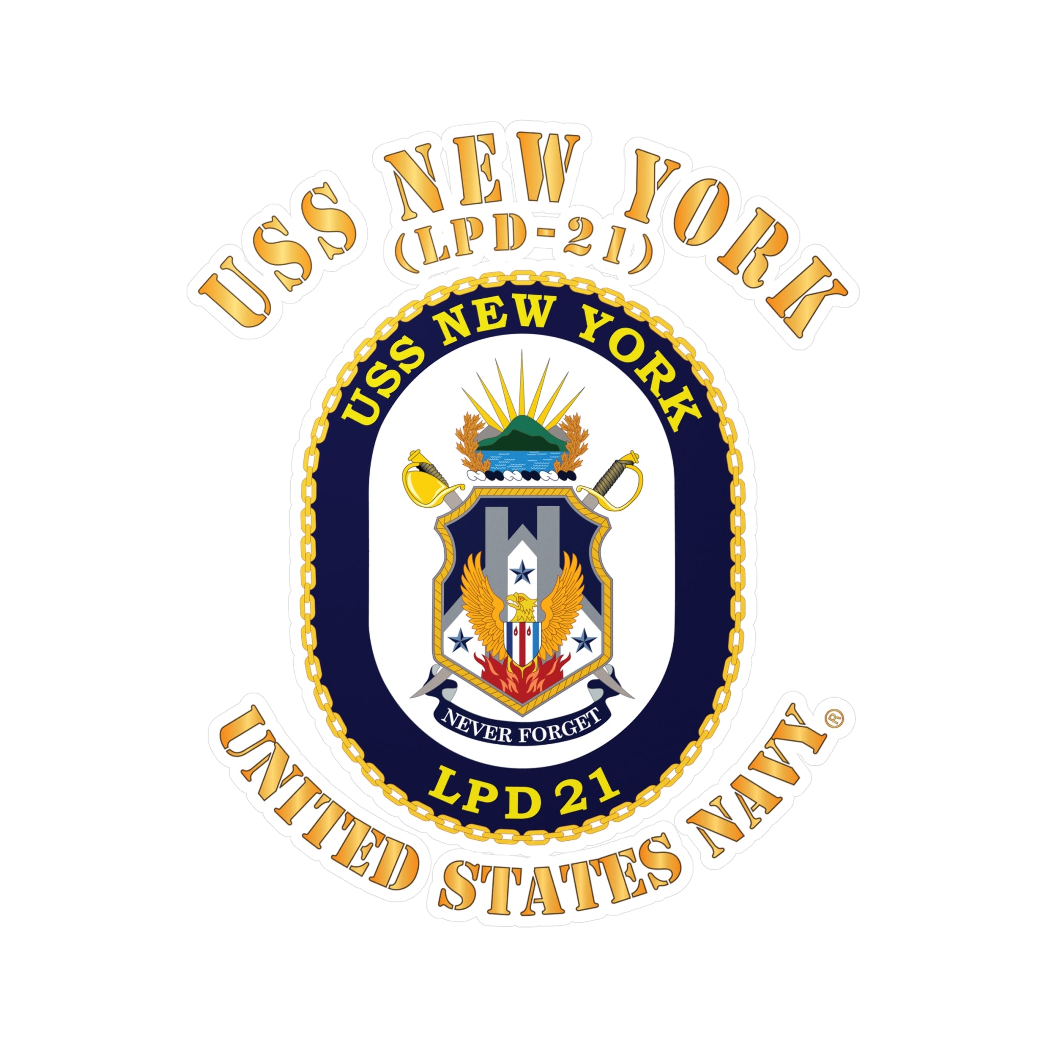 Kiss-Cut Vinyl Decal - Navy - USS New York (LPD-21) X 300