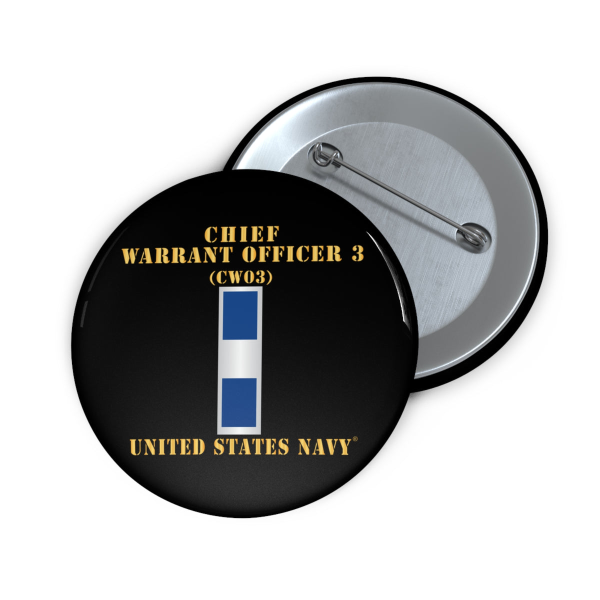 Custom Pin Button - Navy - Chief Warrant Officer 3 - CW03