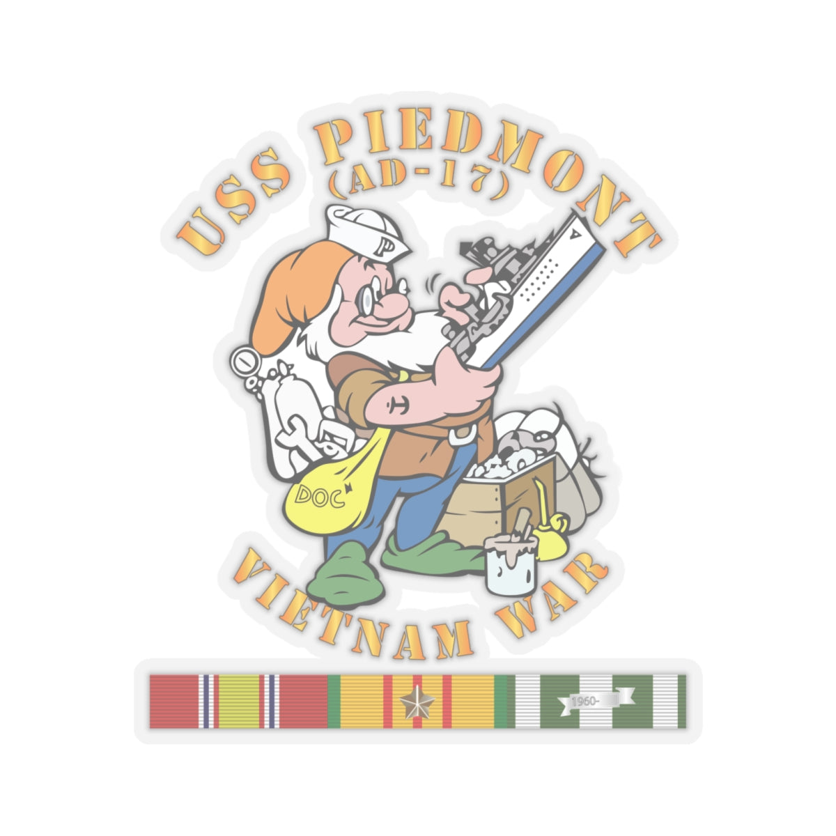 Kiss-Cut Stickers - Navy - USS Piedmont (AD-17) w VN SVC - Vietnam War