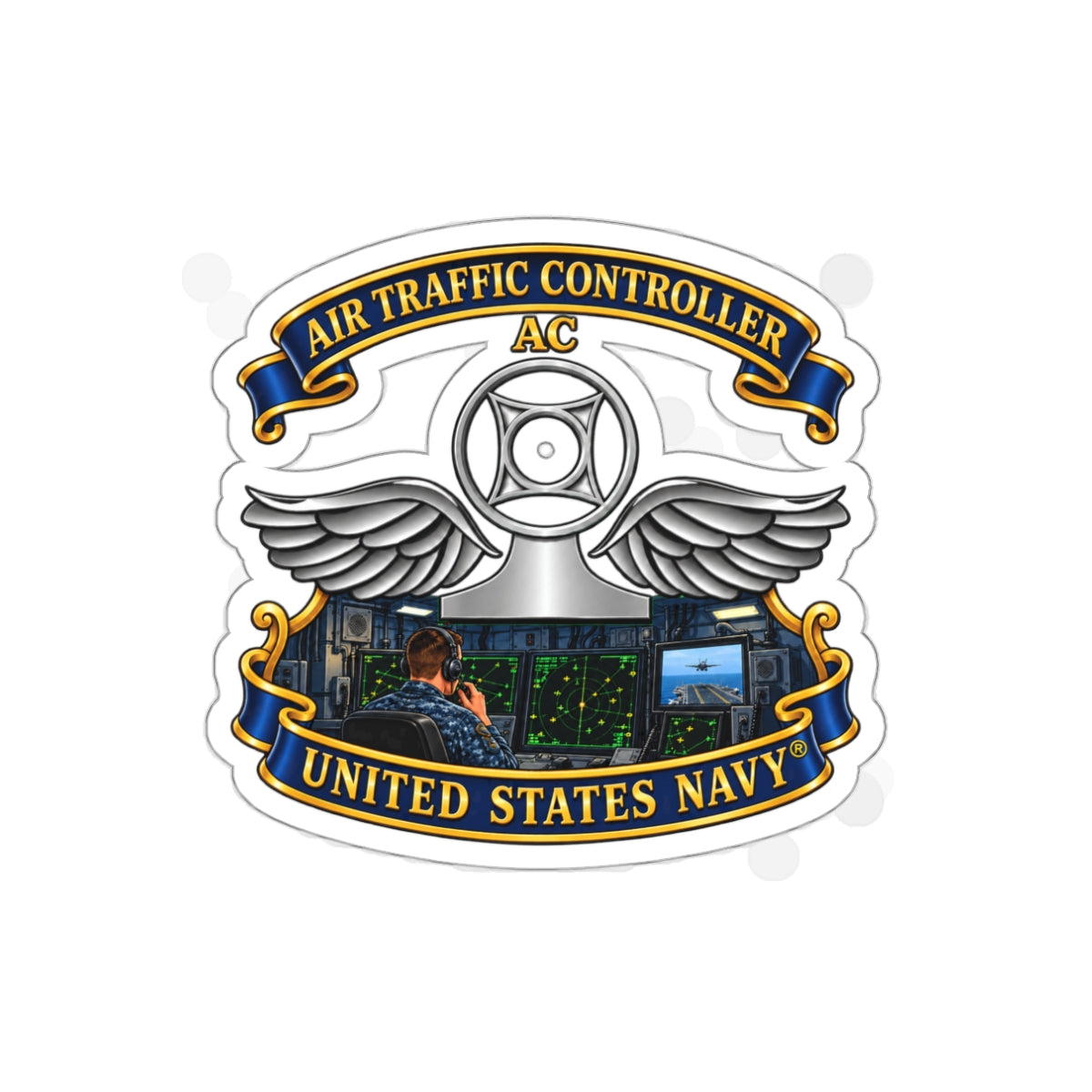 Die-Cut Vinyl Sticker - Navy - Rate - Air Traffic Controller (AC) - Shipboard Version  3D - Enhanced