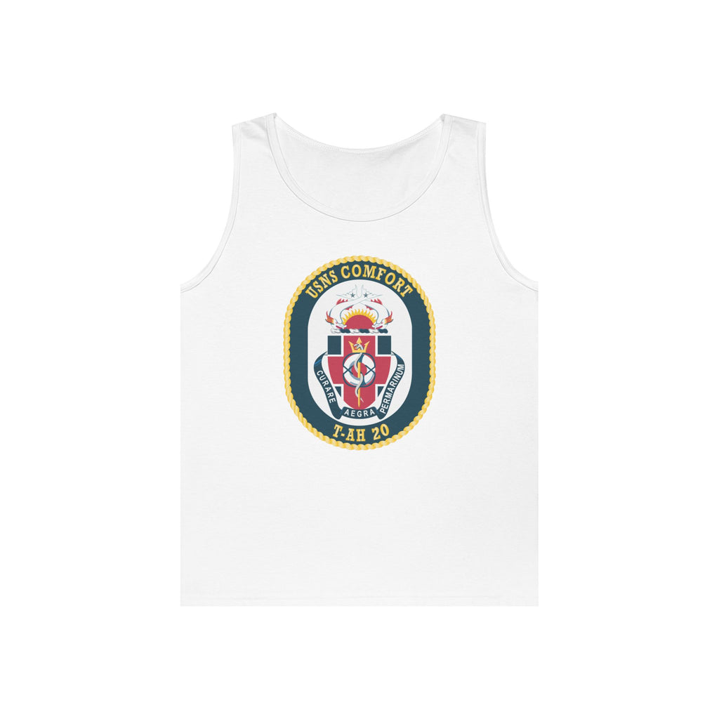 Unisex Heavy Cotton Tank Top - Navy - USNS Comfort (T-AH 20) wo txt
