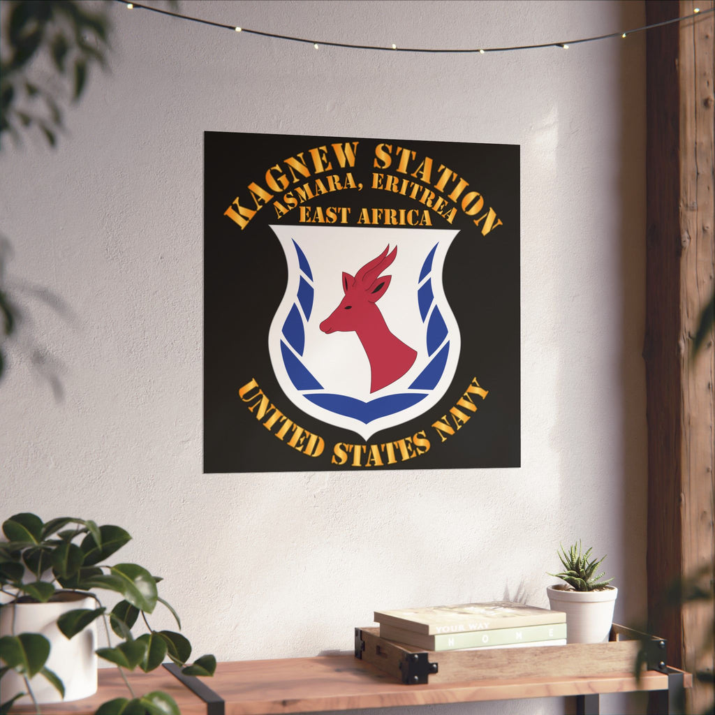 Kagnew Station Asmara Eritrea Navy Emblem Poster — Matte Vertical Wall Art