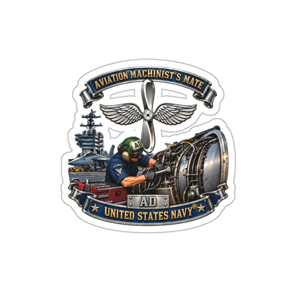 Die-Cut Vinyl Sticker - Navy - Rate - Aviation Machinists Mate Br with Scene - 3D - Enhanced