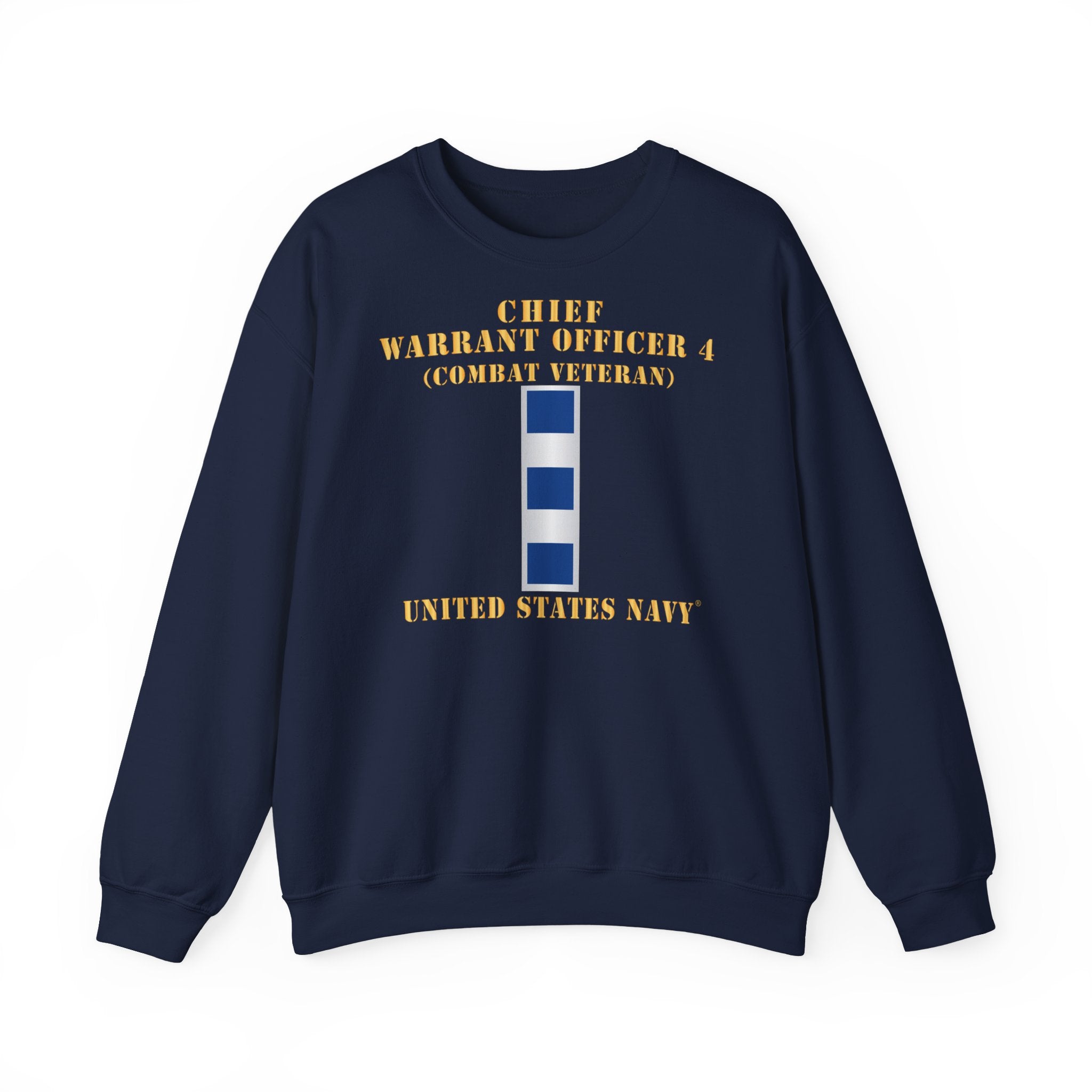 Unisex Heavy Blend™ Crewneck Sweatshirt - Navy - Chief Warrant Officer 4 - CW04 - Combat Veteran