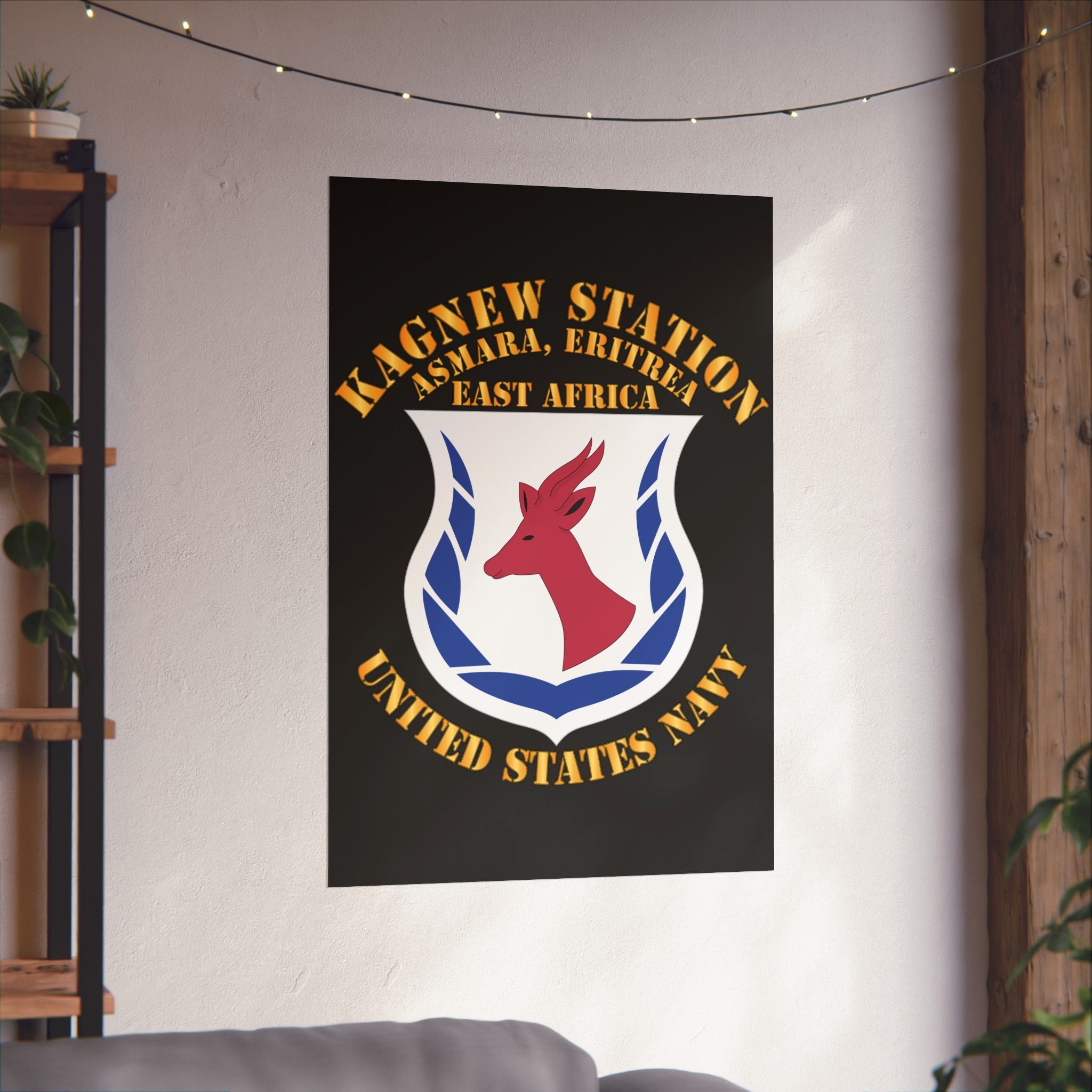 Kagnew Station Asmara Eritrea Navy Emblem Poster — Matte Vertical Wall Art