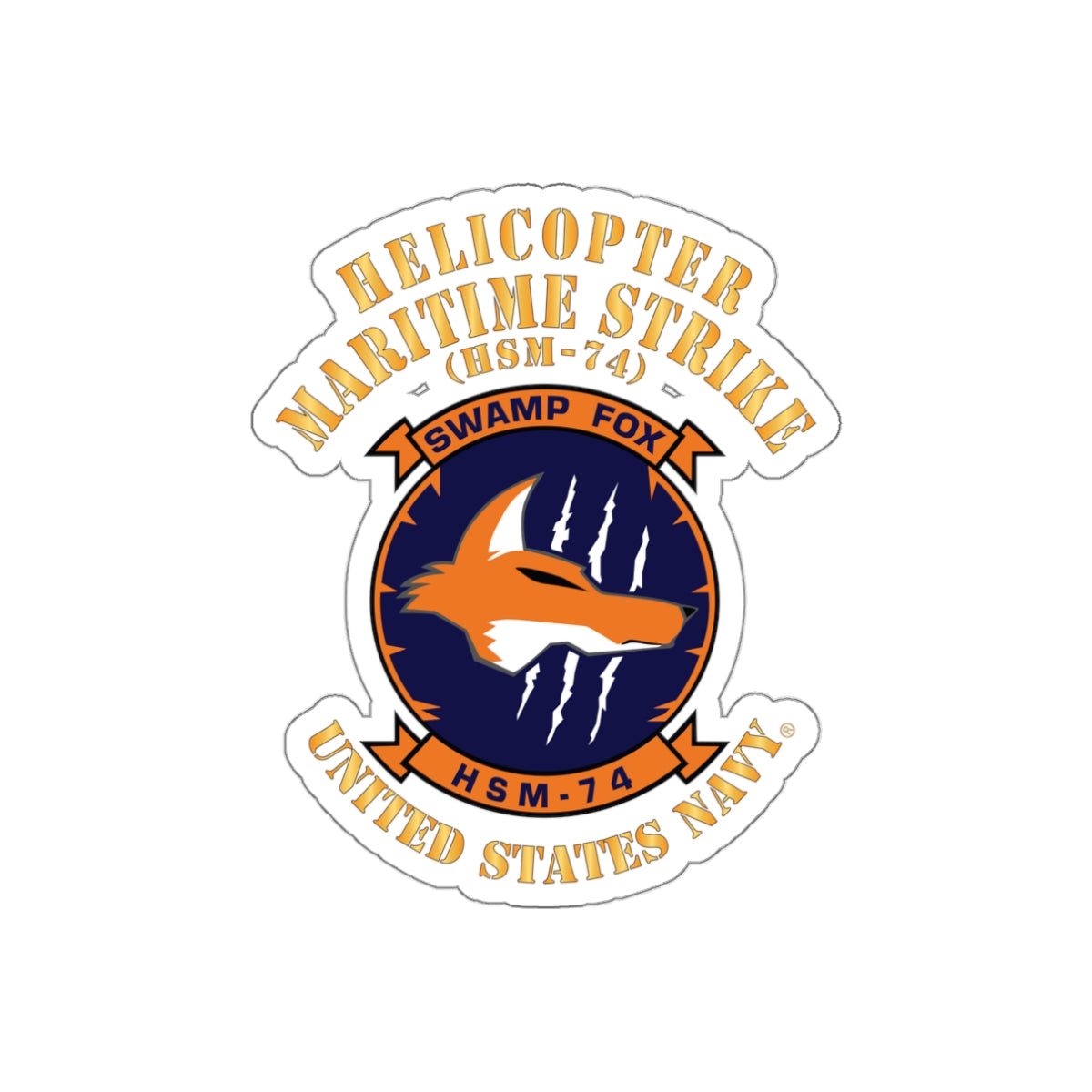 Die-Cut Vinyl Sticker - Navy - Helicopter Maritime Strike Seven Four (HSM-74)