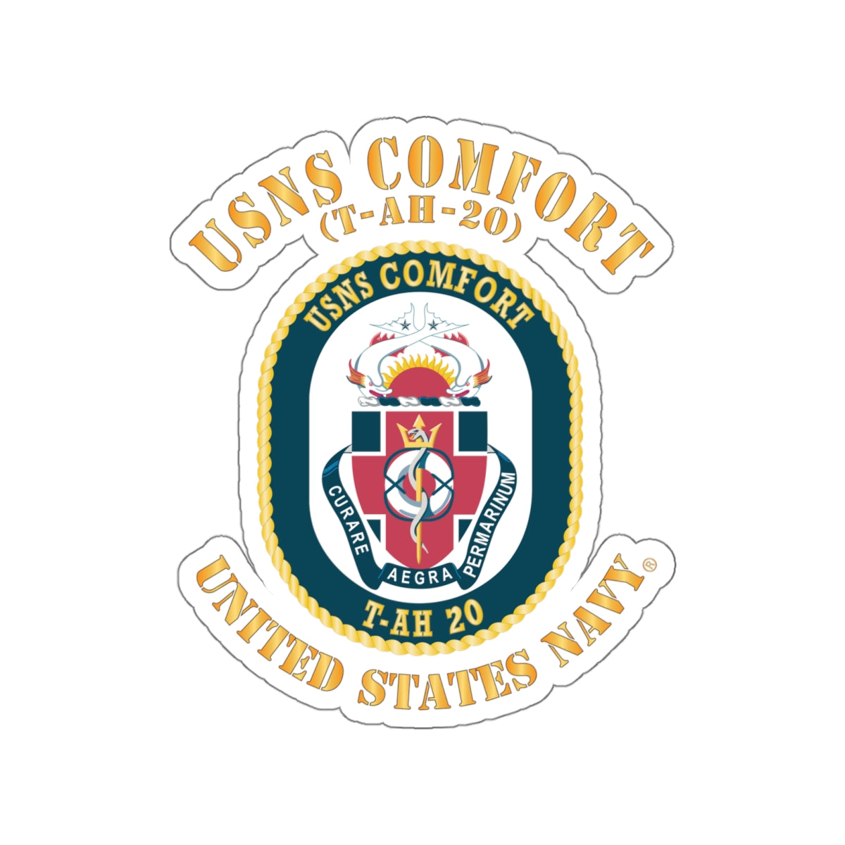 Die-Cut Vinyl Sticker - Navy - USNS Comfort (T-AH-20)