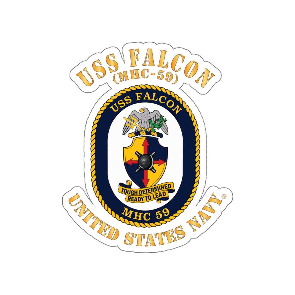 Die-Cut Vinyl Sticker - Navy - USS Falcon (MHC-59)