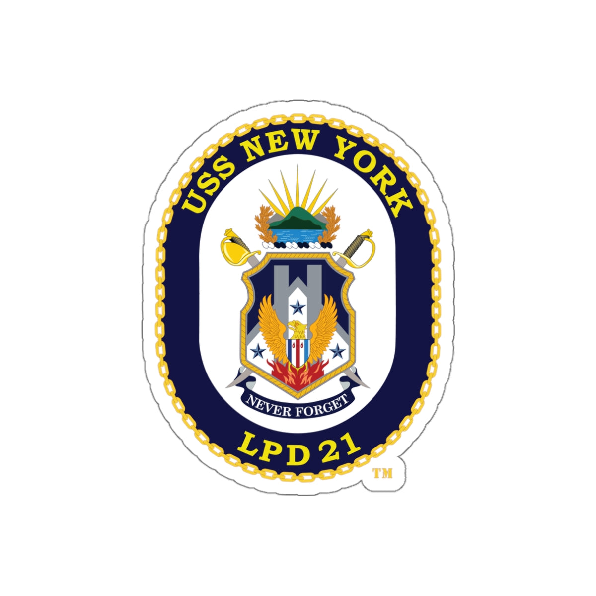 Die-Cut Vinyl Sticker - Navy - USS New York (LPD-21) wo txt