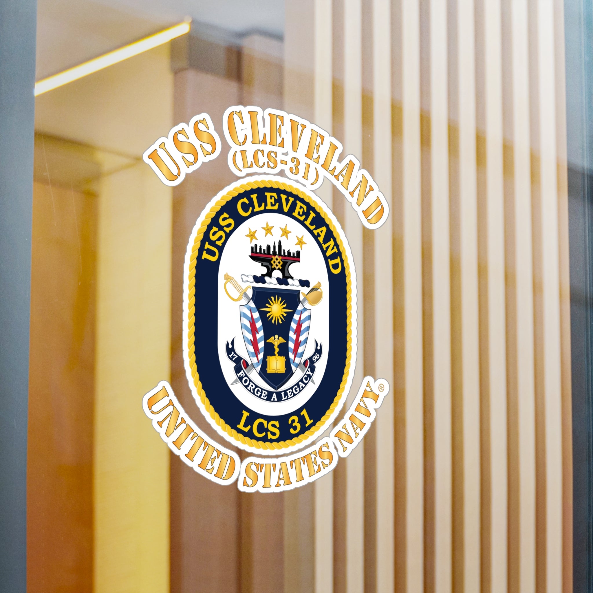 Kiss-Cut Vinyl Decal - Navy - USS Cleveland (LCS-31)