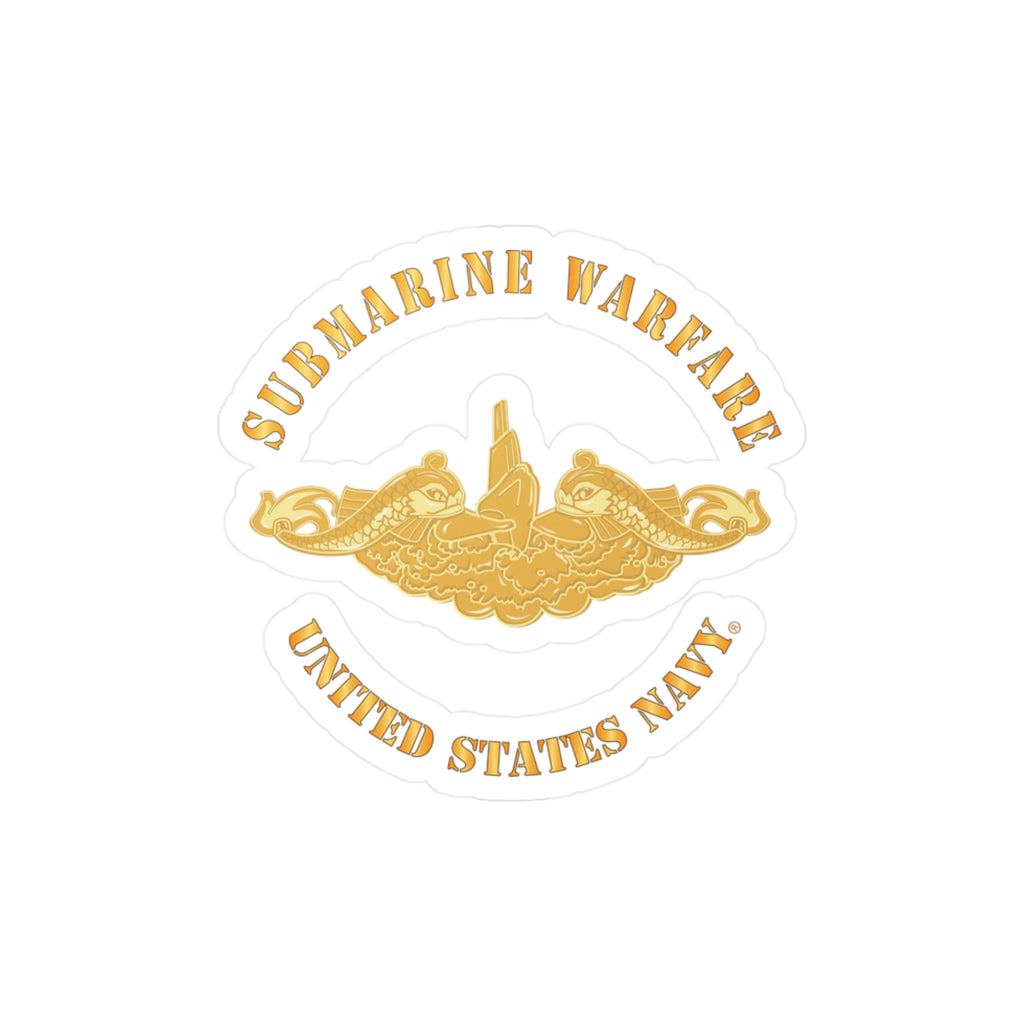 Kiss-Cut Vinyl Decal - Navy - Submarine Badge - Gold