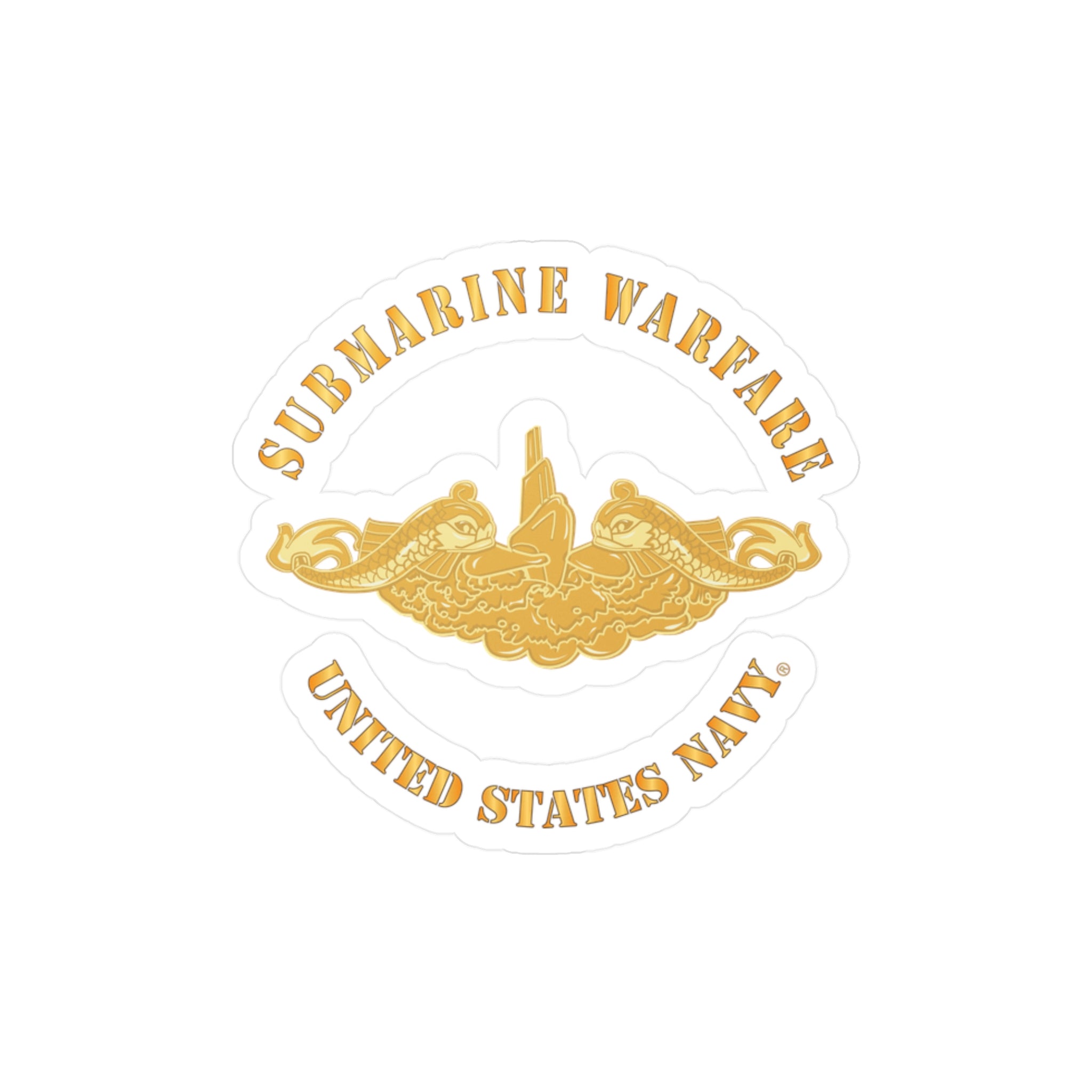 Kiss-Cut Vinyl Decal - Navy - Submarine Badge - Gold