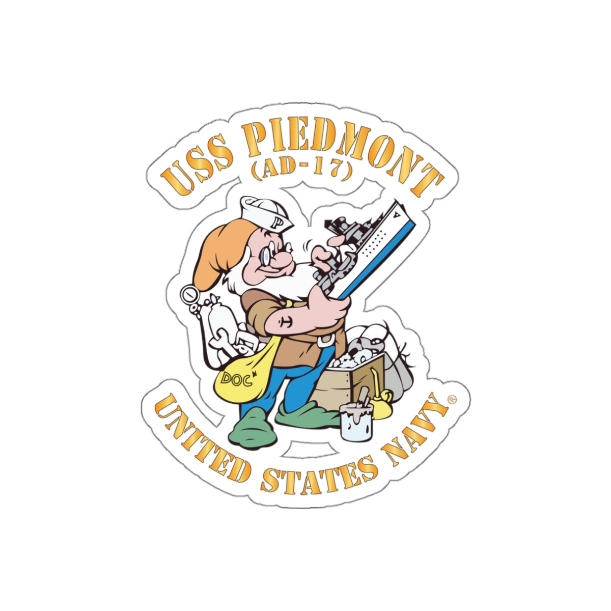 Die-Cut Vinyl Sticker - Navy - USS Piedmont (AD-17)