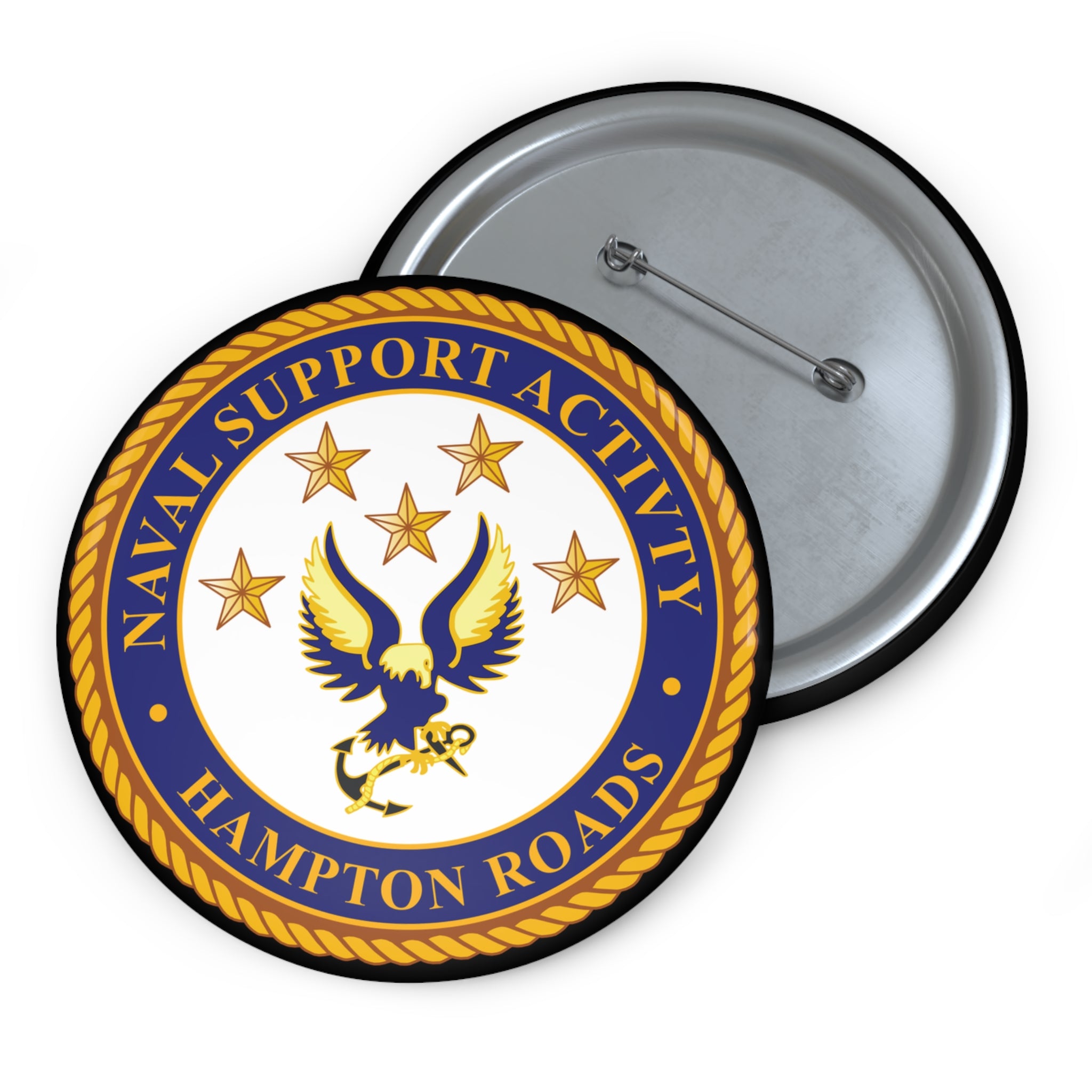 Custom Pin Button - Navy - Naval Support Activity - Hampton Roads