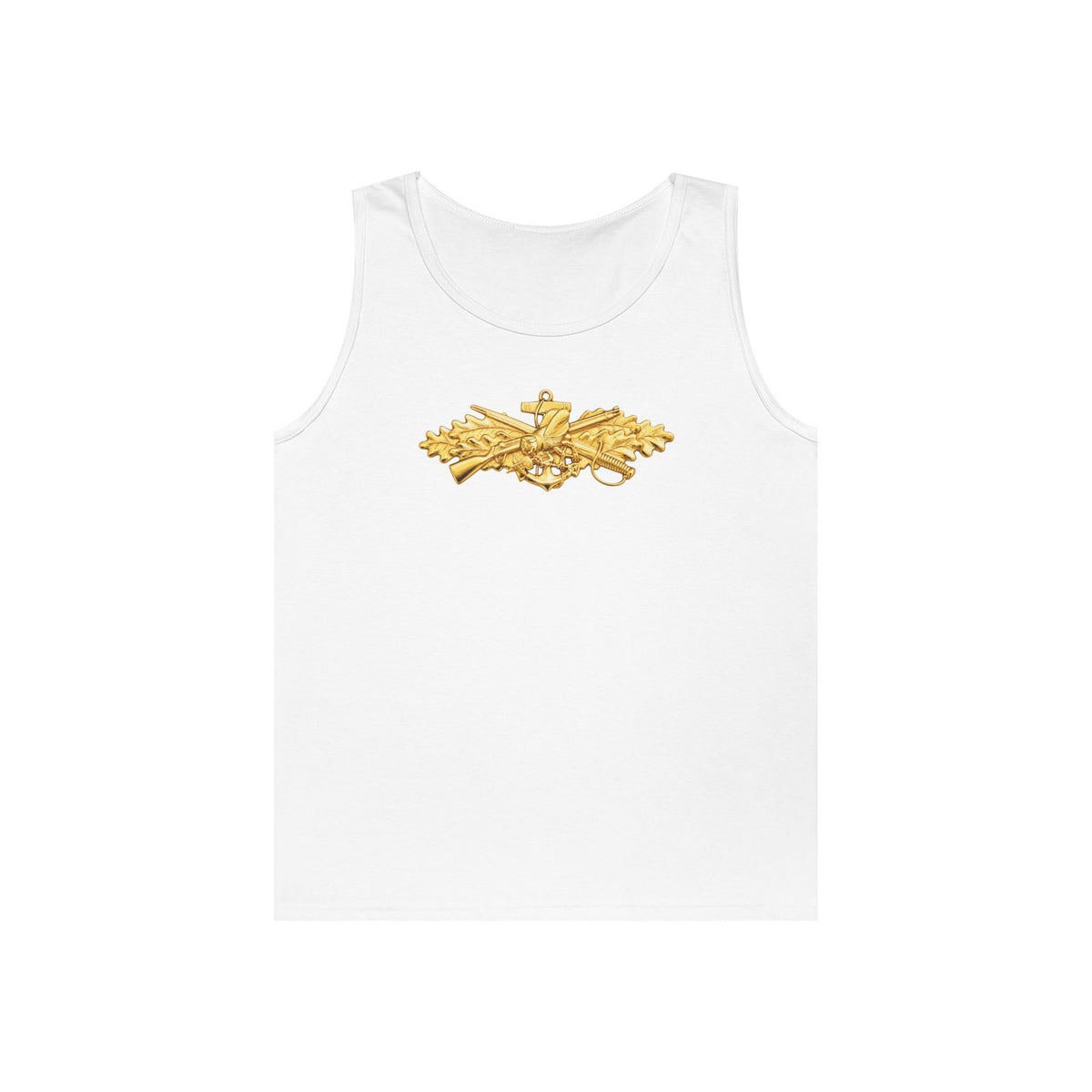 Unisex Heavy Cotton Tank Top - Navy - Badge - Seabee combat warfare specialist wo txt - Officer - 3D - Enhanced