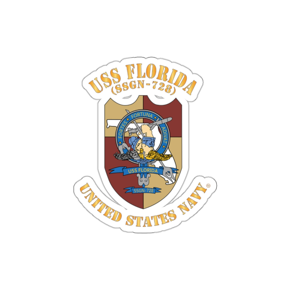 Die-Cut Vinyl Sticker - Navy - USS Florida (SSGN-728)