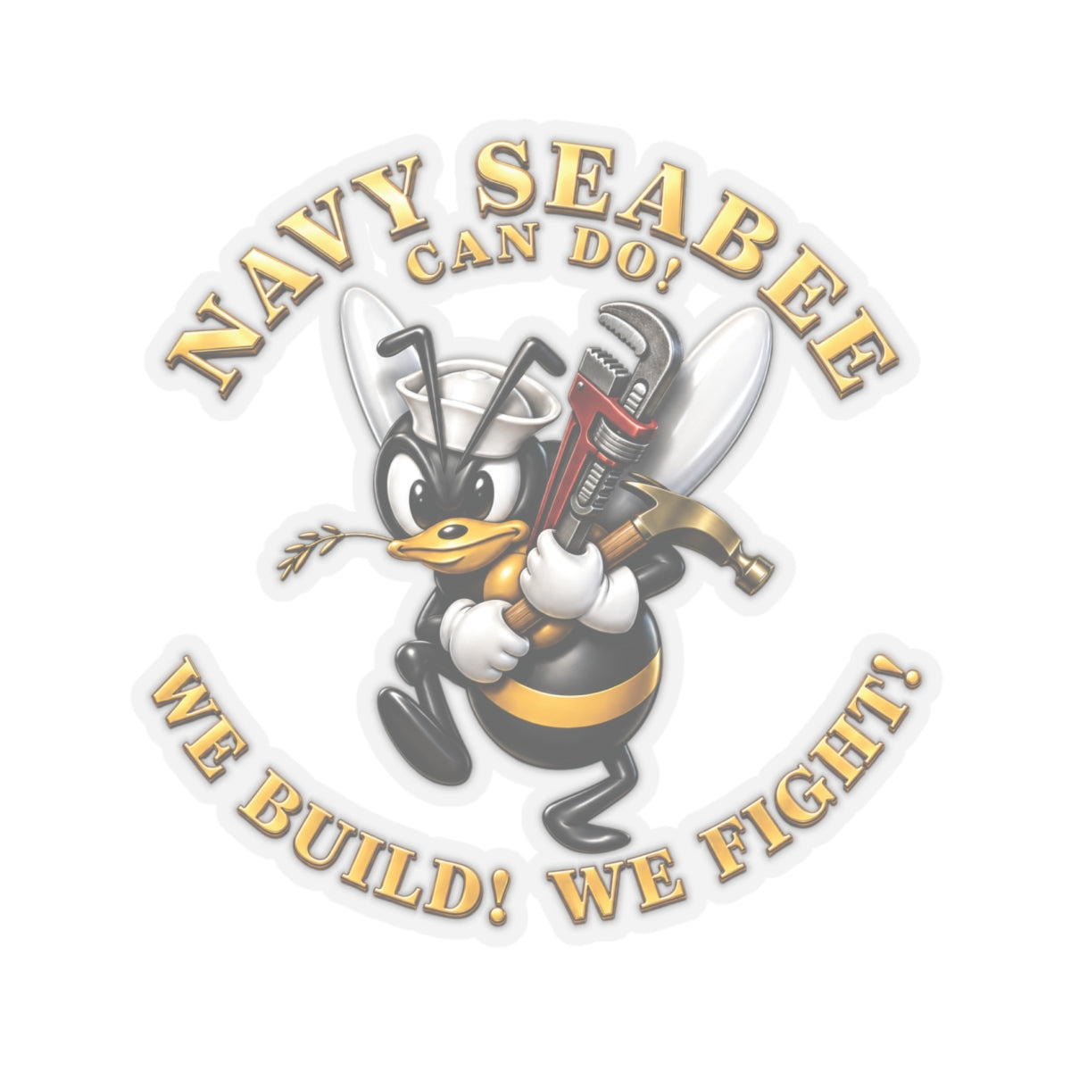 Kiss-Cut Stickers - Navy - Navy SeaBee - w Wrench and Hammer - 3D - Enhanced X 300