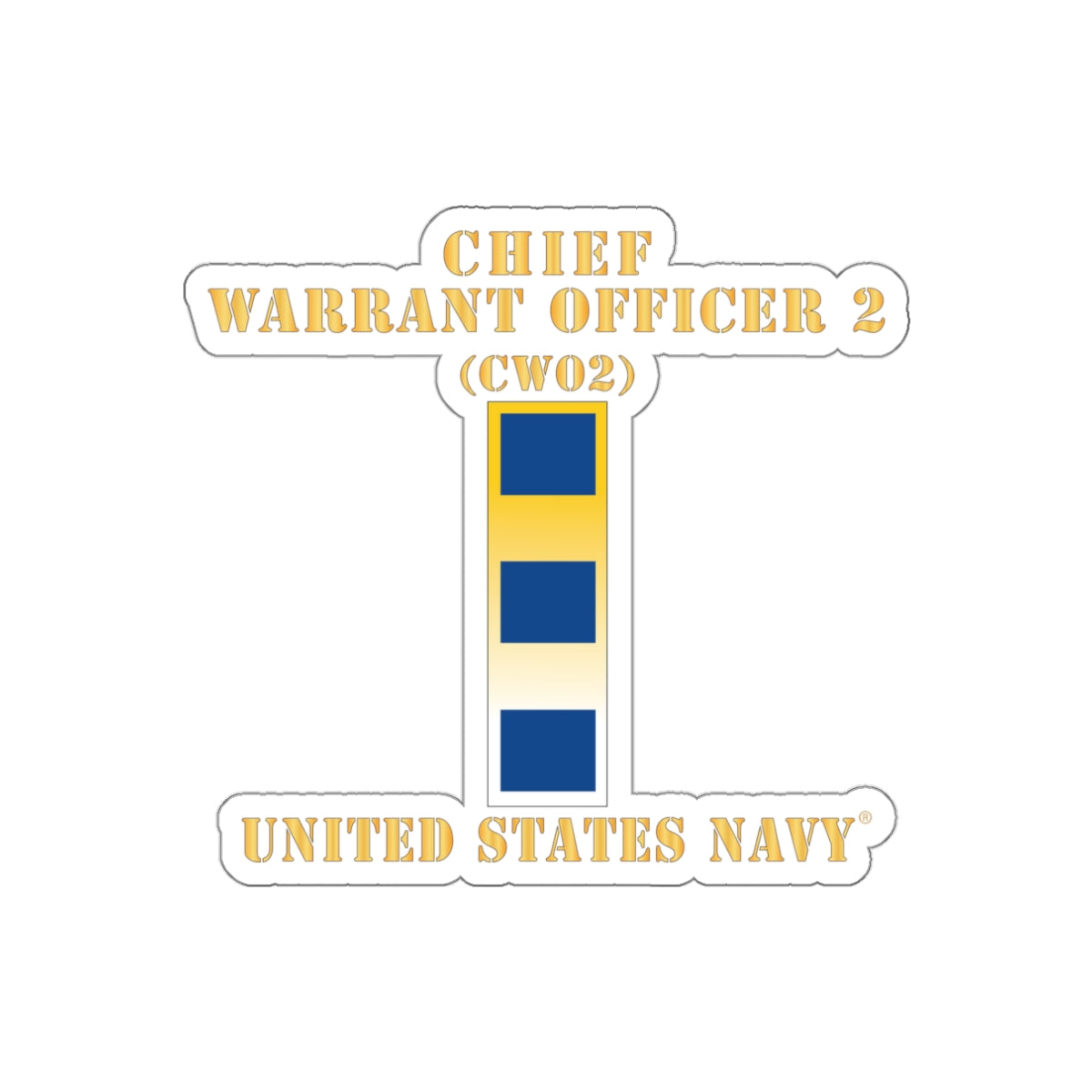 Die-Cut Vinyl Sticker - Navy - Chief Warrant Officer 2 - CW02