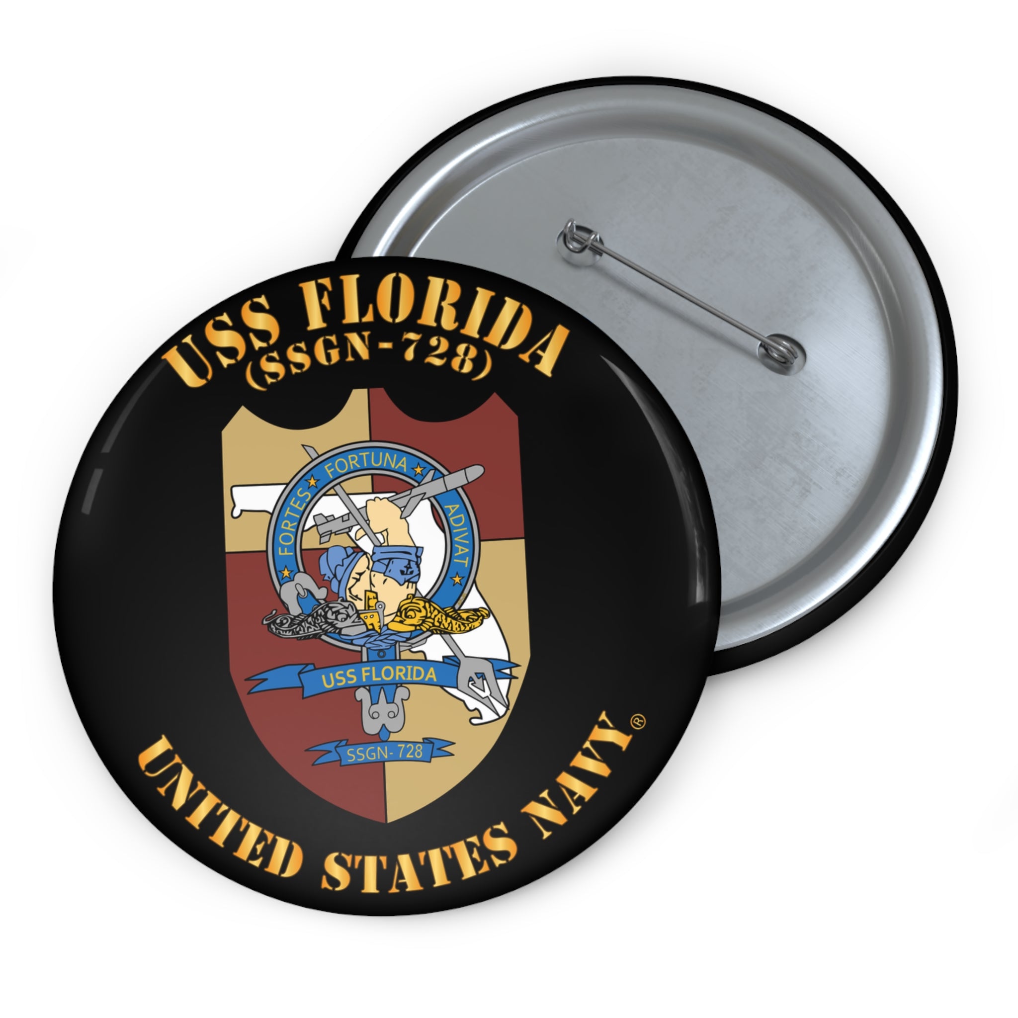 Custom Pin Button - Navy - USS Florida (SSGN-728)