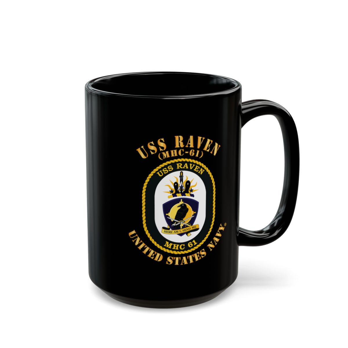 Black Mug (11oz, 15oz) - Navy - USS Raven (MHC-61)
