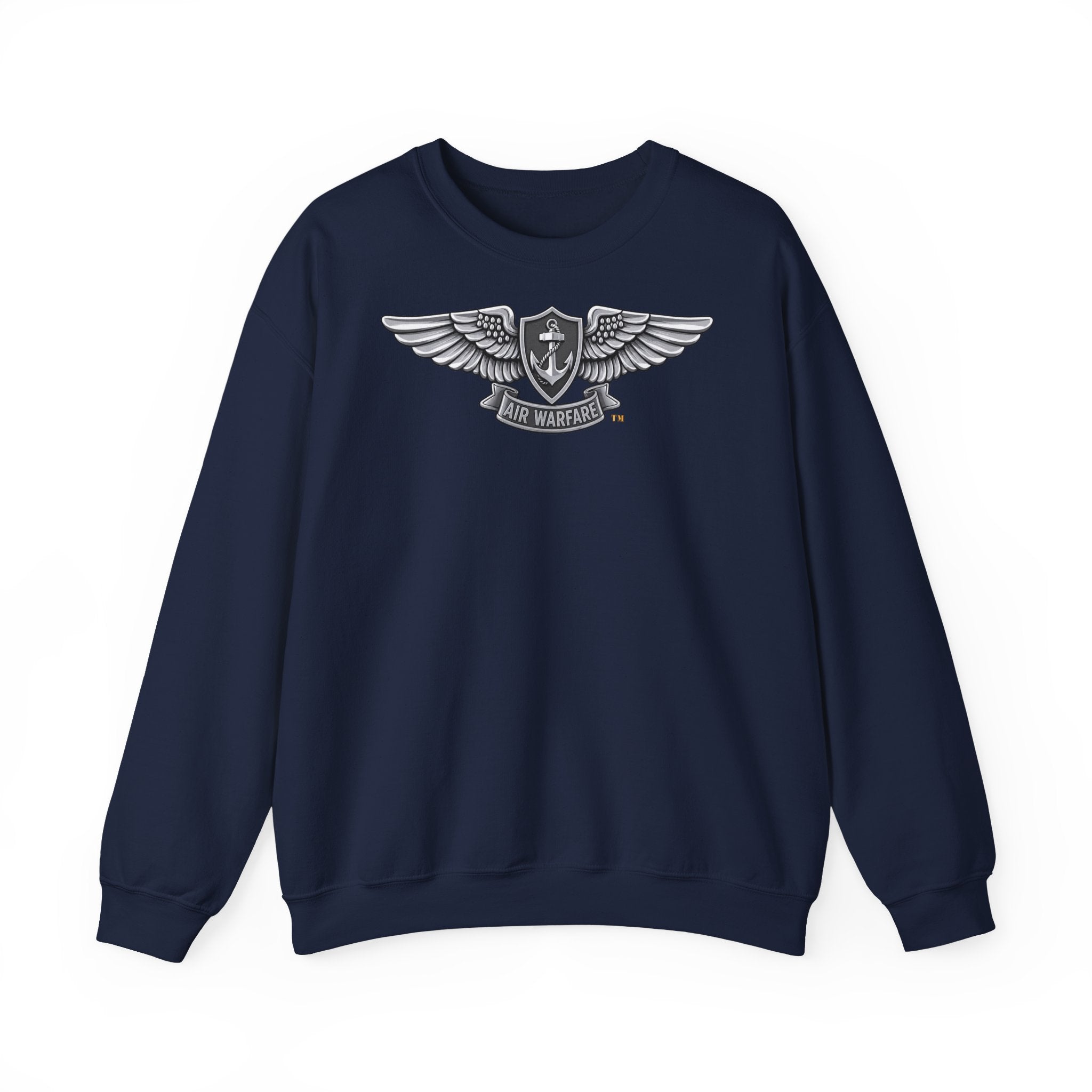 Unisex Heavy Blend™ Crewneck Sweatshirt - Navy - Badge - Enlisted Aviation Warfare Specialist wo txt