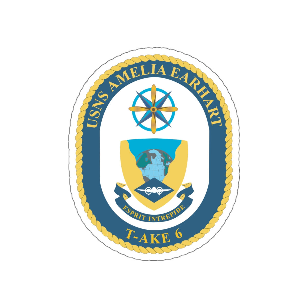Die-Cut Vinyl Sticker - Navy - USNS Amelia Earhart (T-AKE 6) wo txt