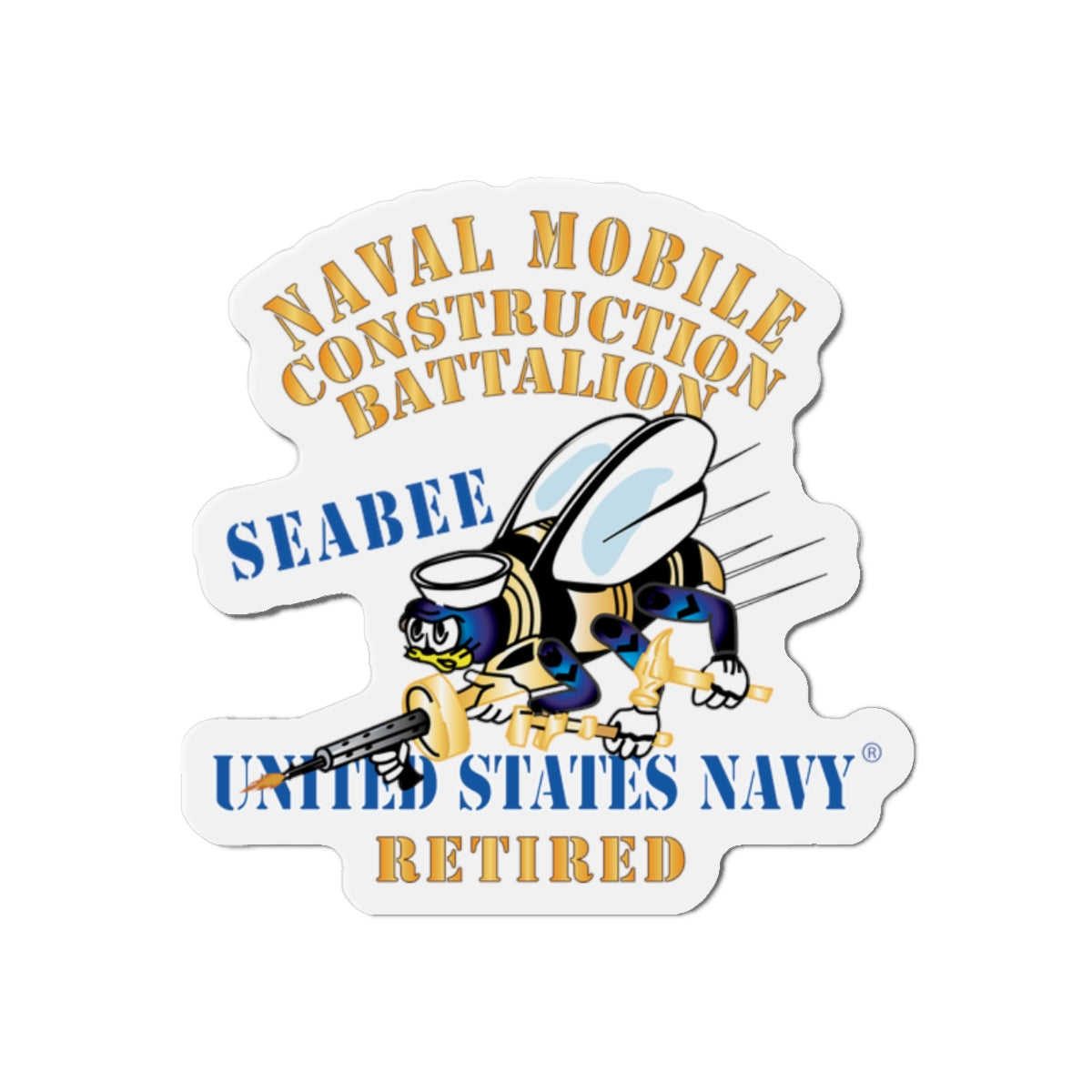 Die-Cut Magnet - Navy - Seabee - Retired