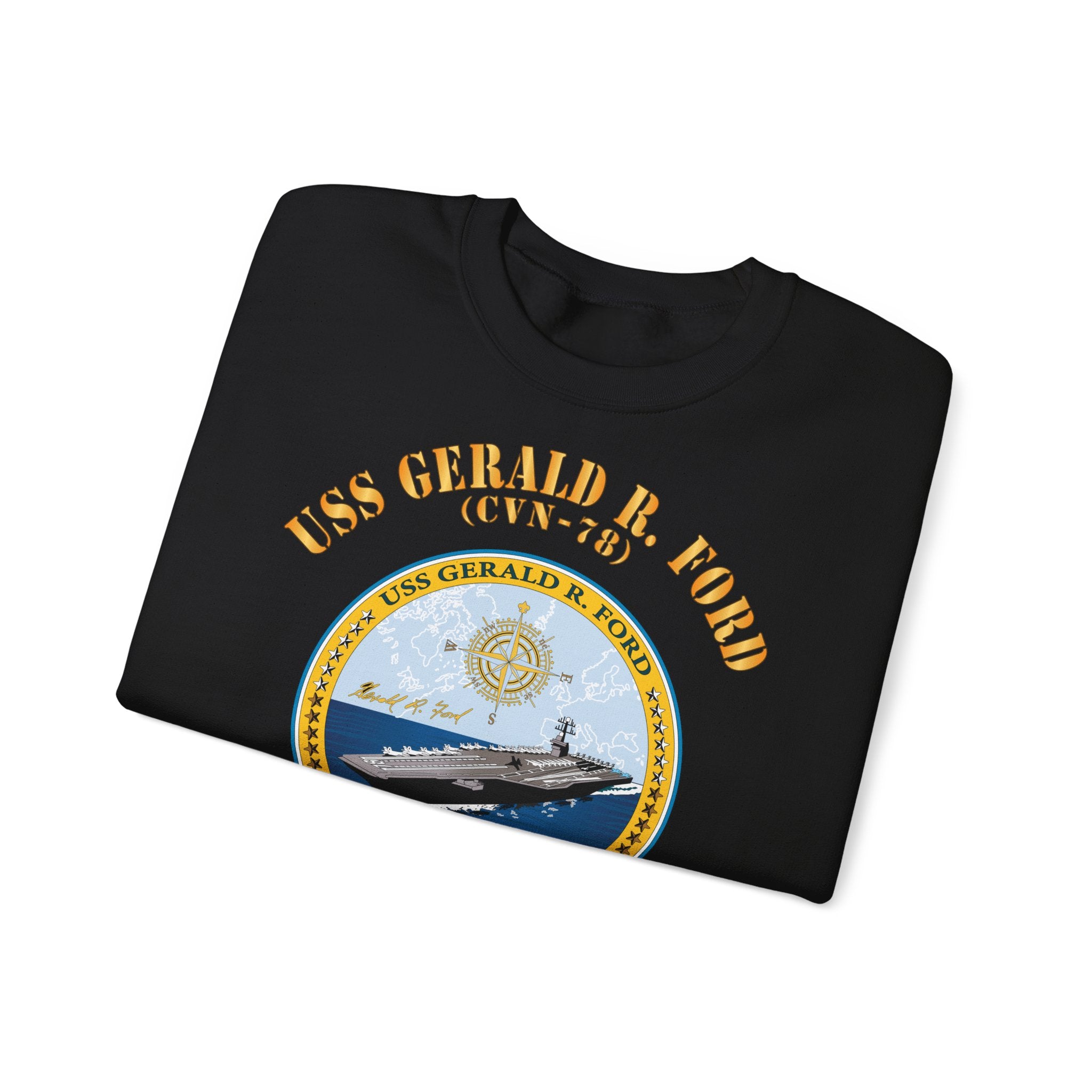 Unisex Heavy Blend™ Crewneck Sweatshirt - Navy - USS Gerald R. Ford (CVN-78)