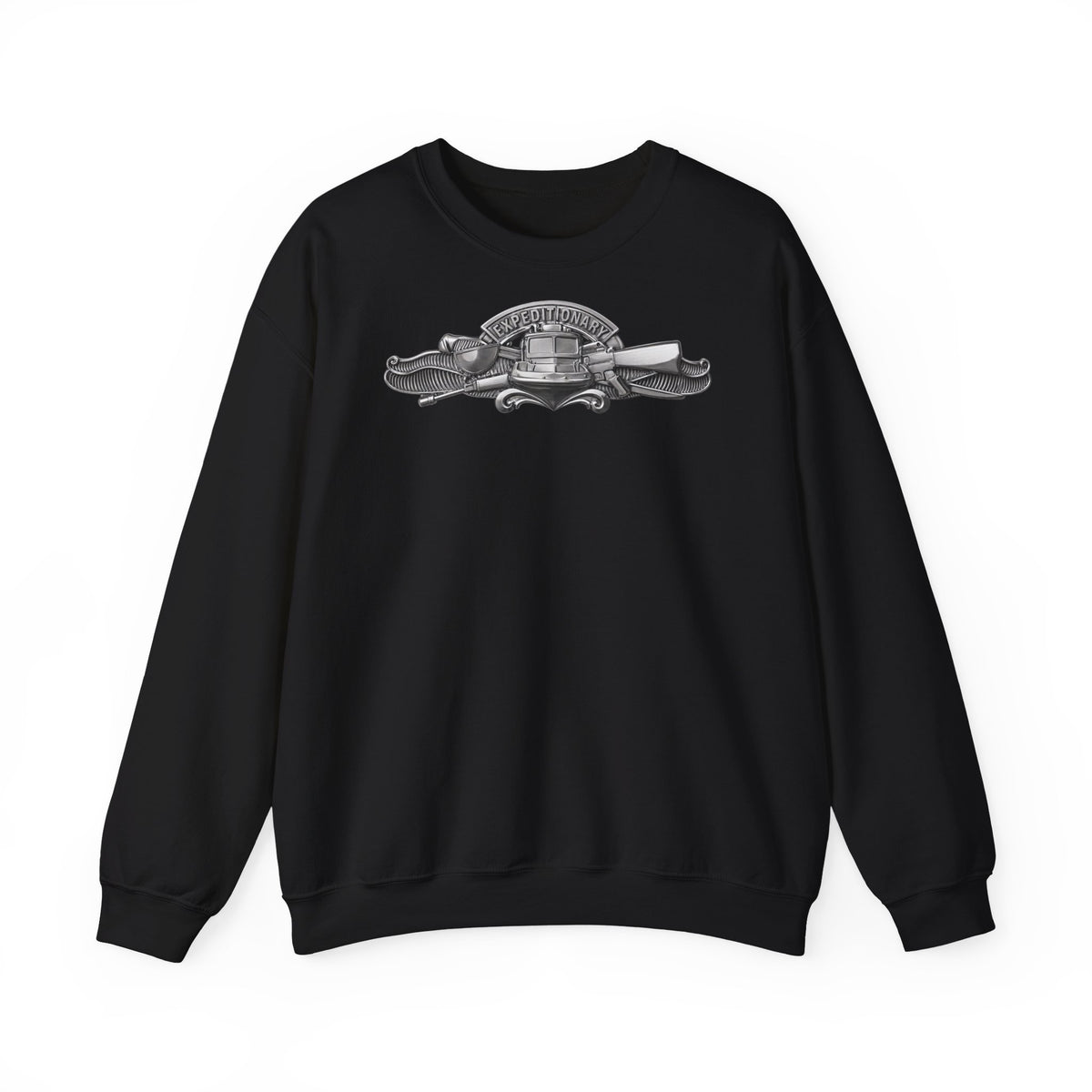 Unisex Heavy Blend™ Crewneck Sweatshirt - Navy - Badge - Expeditionary Warfare (EXW) wo txt - Officer - 3D - Enhanced