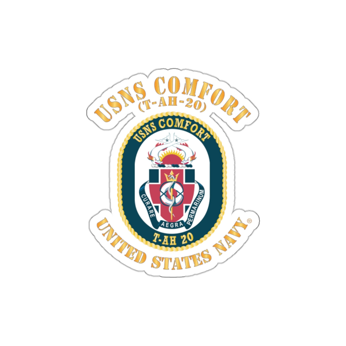 Die-Cut Vinyl Sticker - Navy - USNS Comfort (T-AH-20)