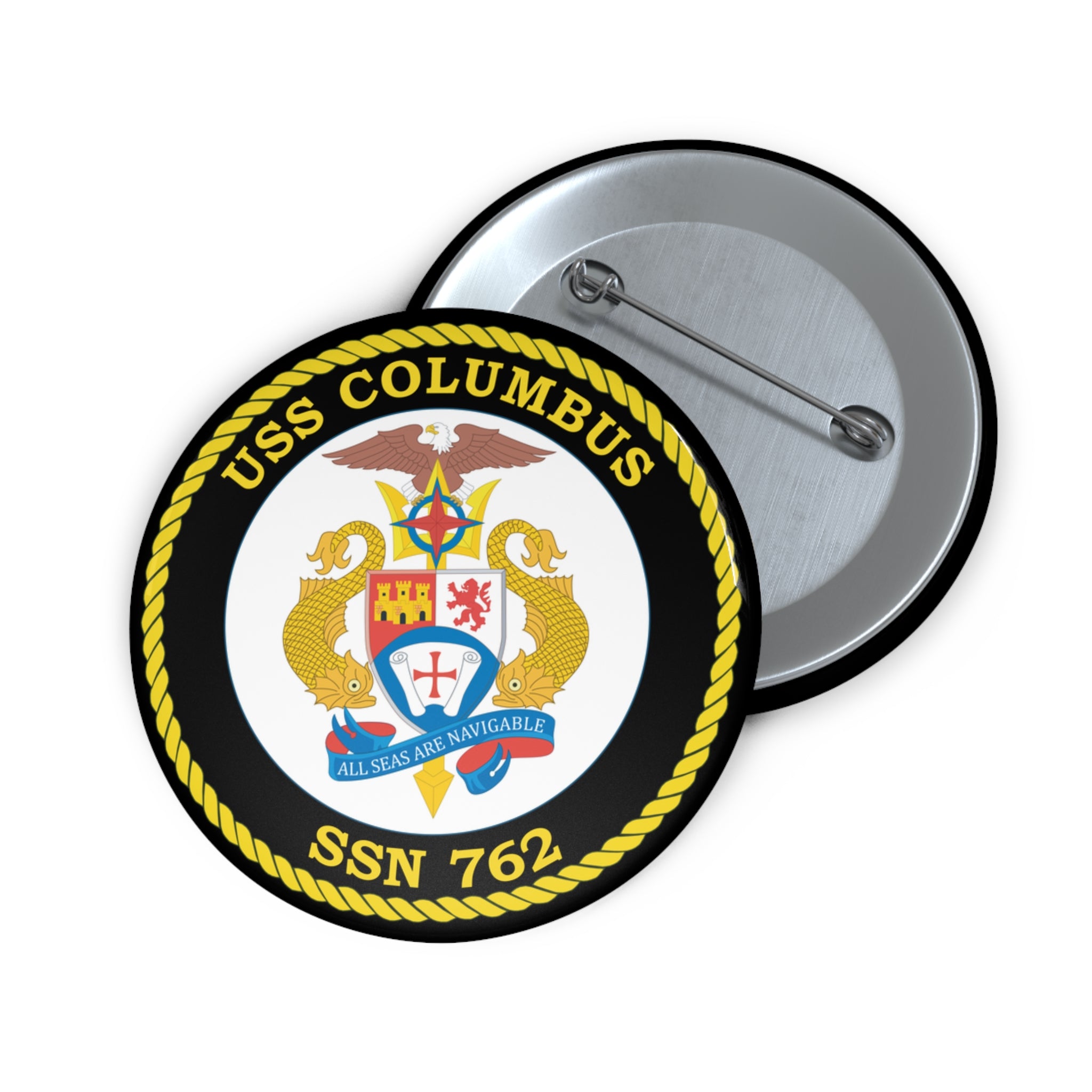Custom Pin Button - Navy - USS Columbus (SSN-762) wo txt