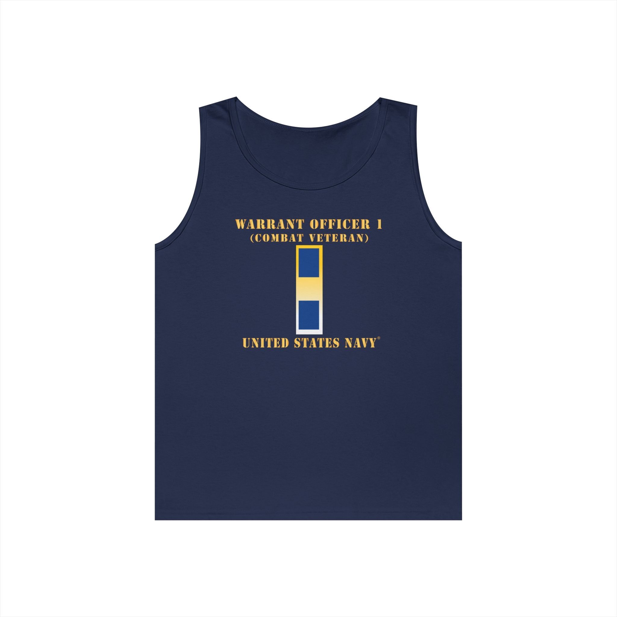 Unisex Heavy Cotton Tank Top - Navy - Warrant Officer 1 - Combat Veteran