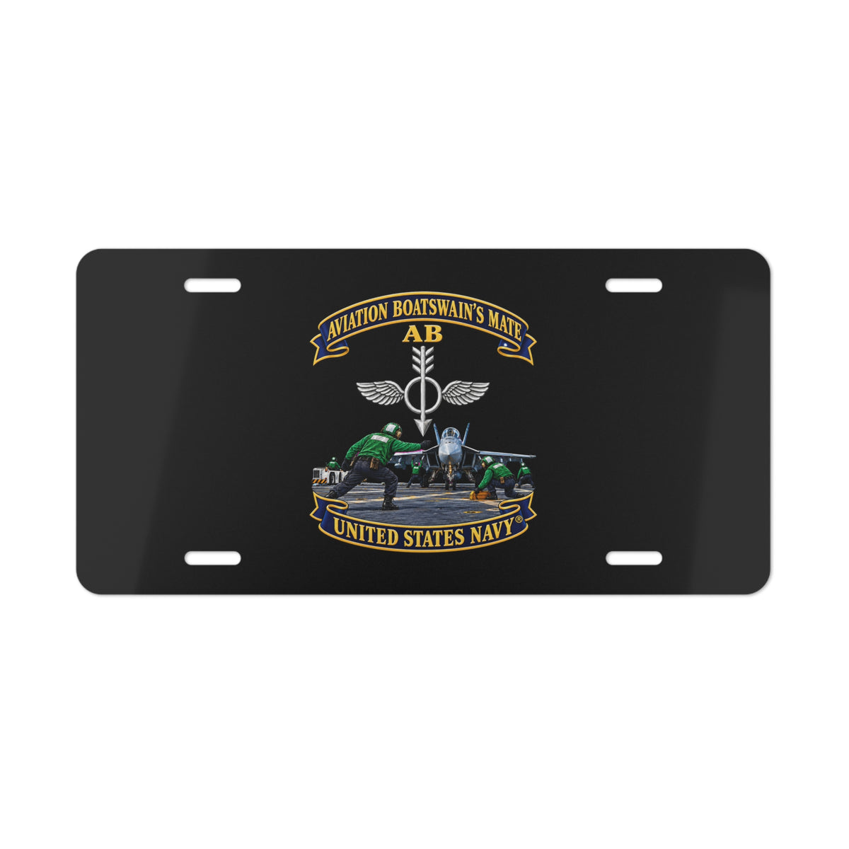 Vanity License Plate - Navy - Aviation Boatswains Mate Br with AC handler Scene - 3D - Enhanced